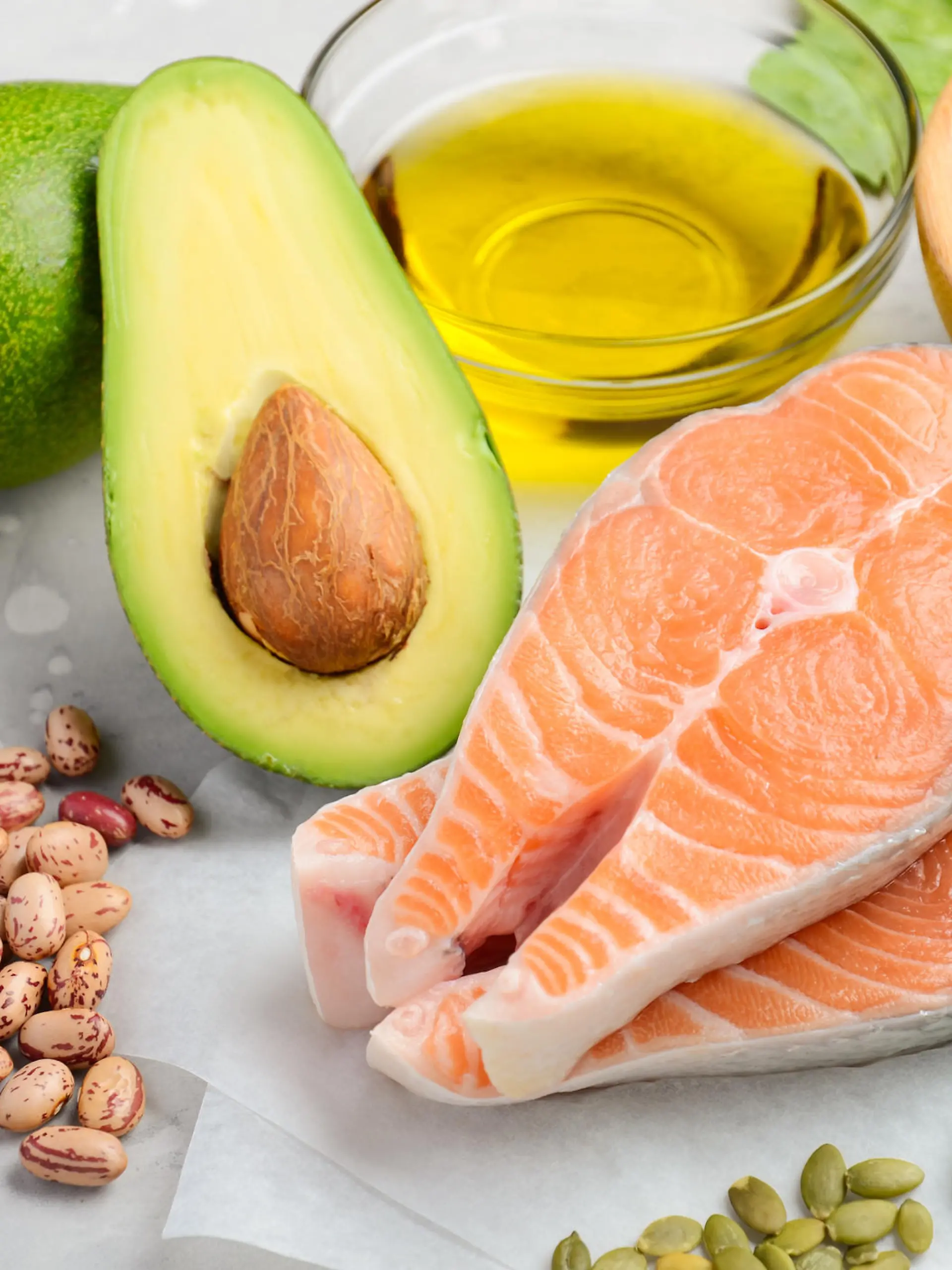 Selection of healthy food for heart, life concept, selective focus.