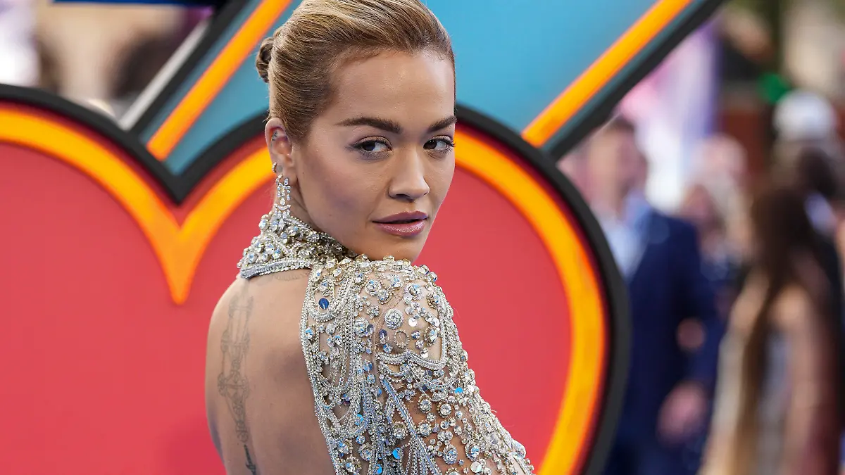 Rita Ora poses for photographers upon arrival at the screening of the film 'Thor: Love and Thunder in London Tuesday, July 5, 2022. (AP Photo/Scott Garfitt)