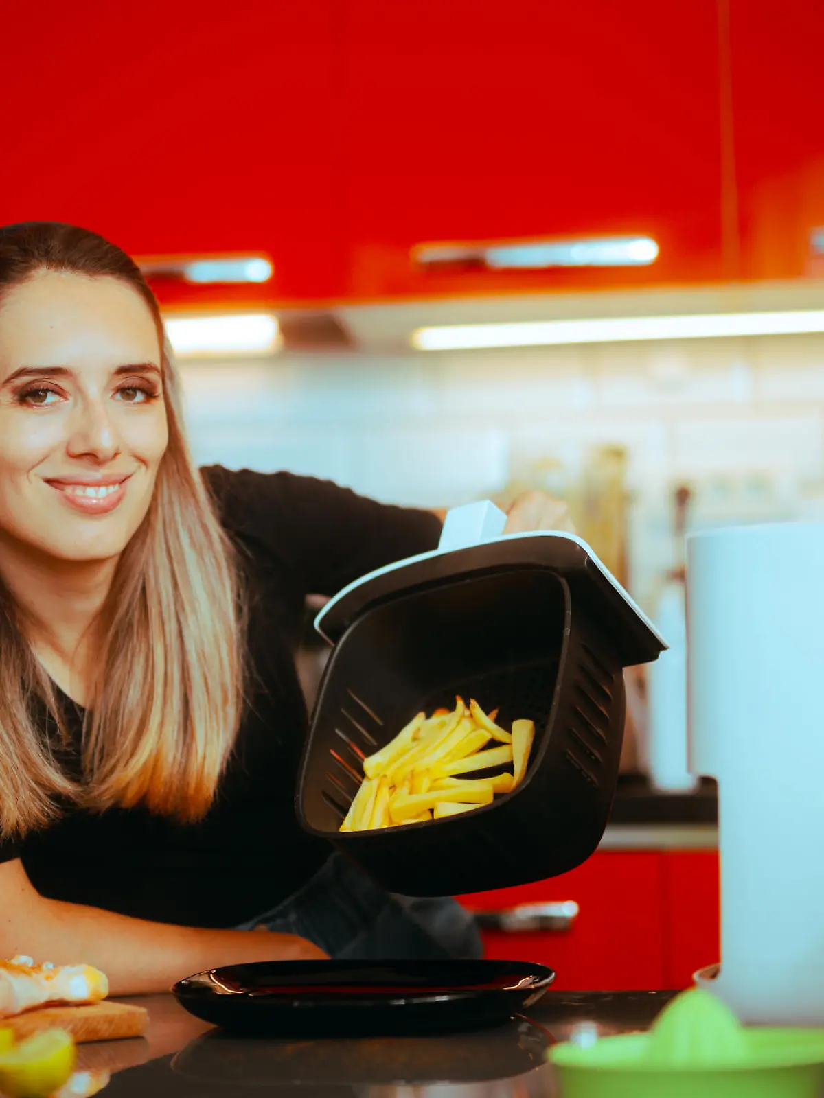 Girl preparing at home a healthier version of a fast food dish