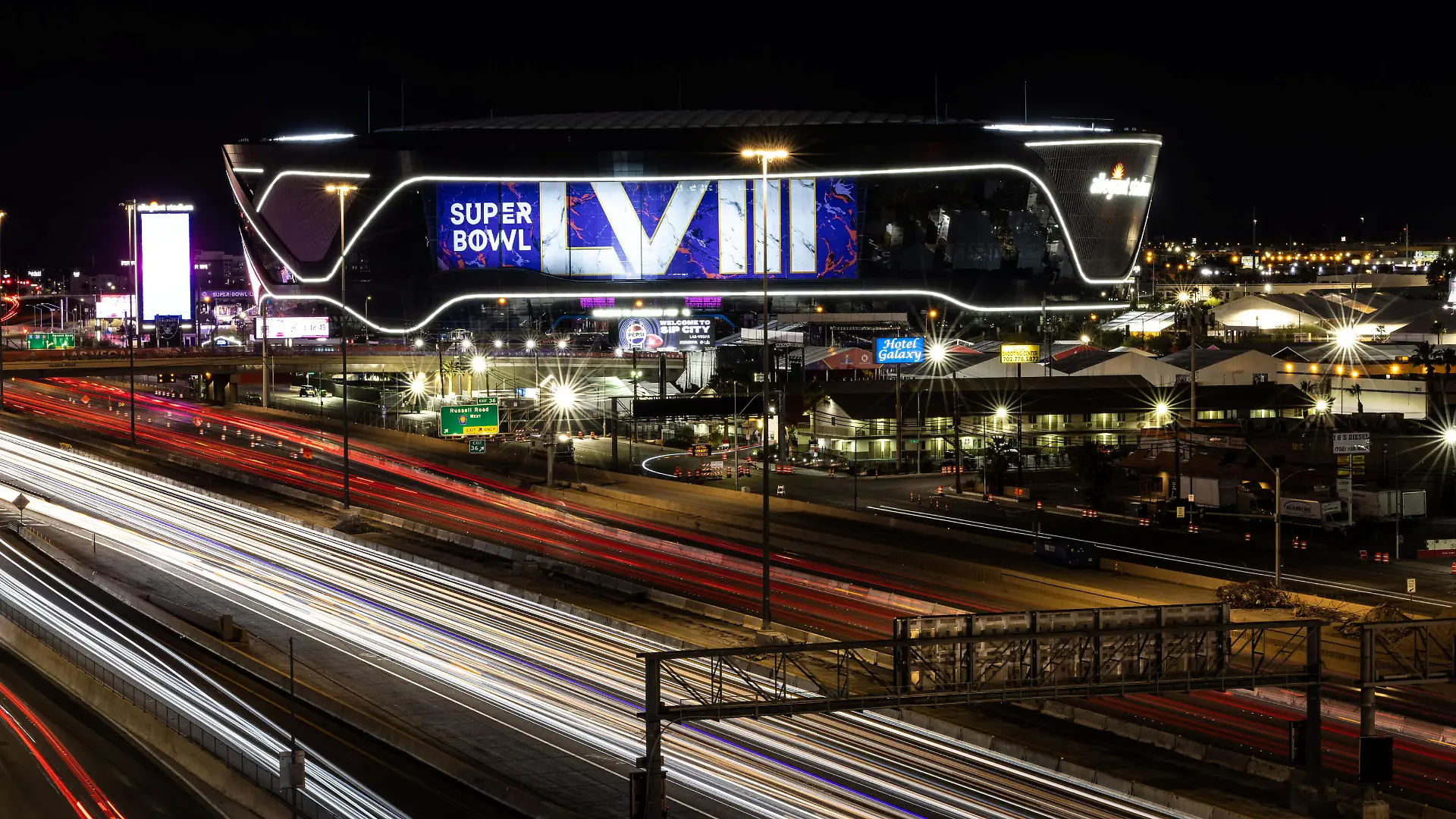 Allegiant Stadium is seen as preparations for the NFL's Super Bowl LVIII continue in Las Vegas, Nevada, U.S., February 9, 2024. REUTERS/Carlos Barria