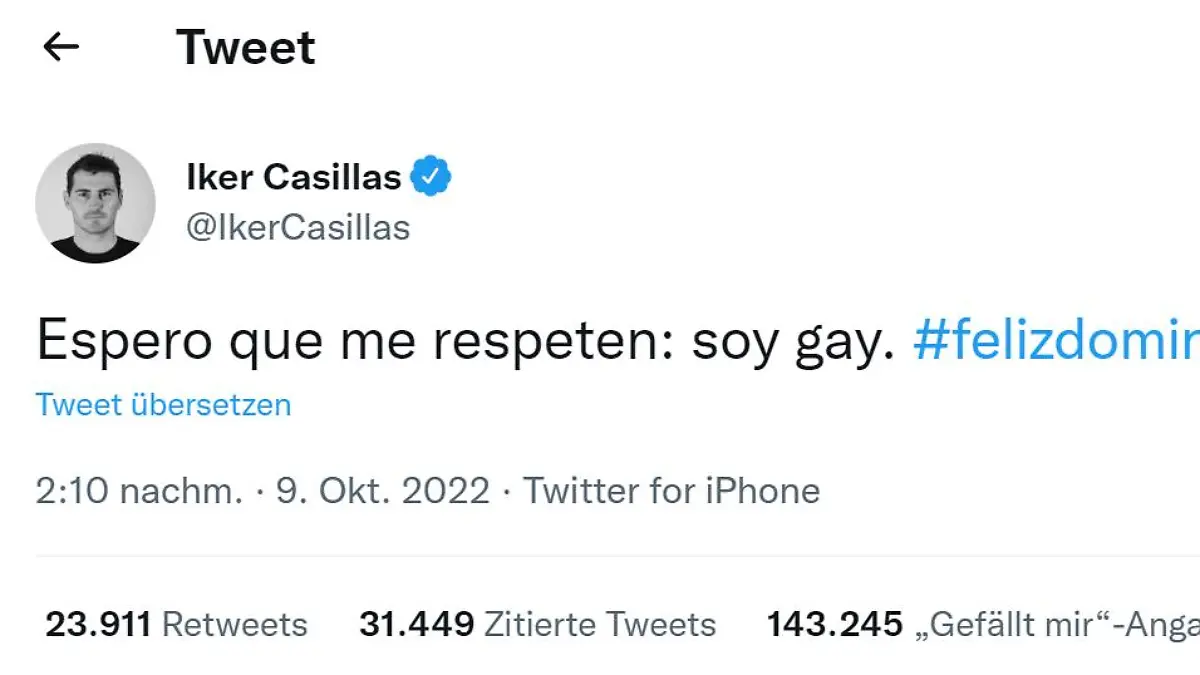Ein Screenshot des mittlerweile gelöschten "Quting"-Tweets von Iker Casillas.
