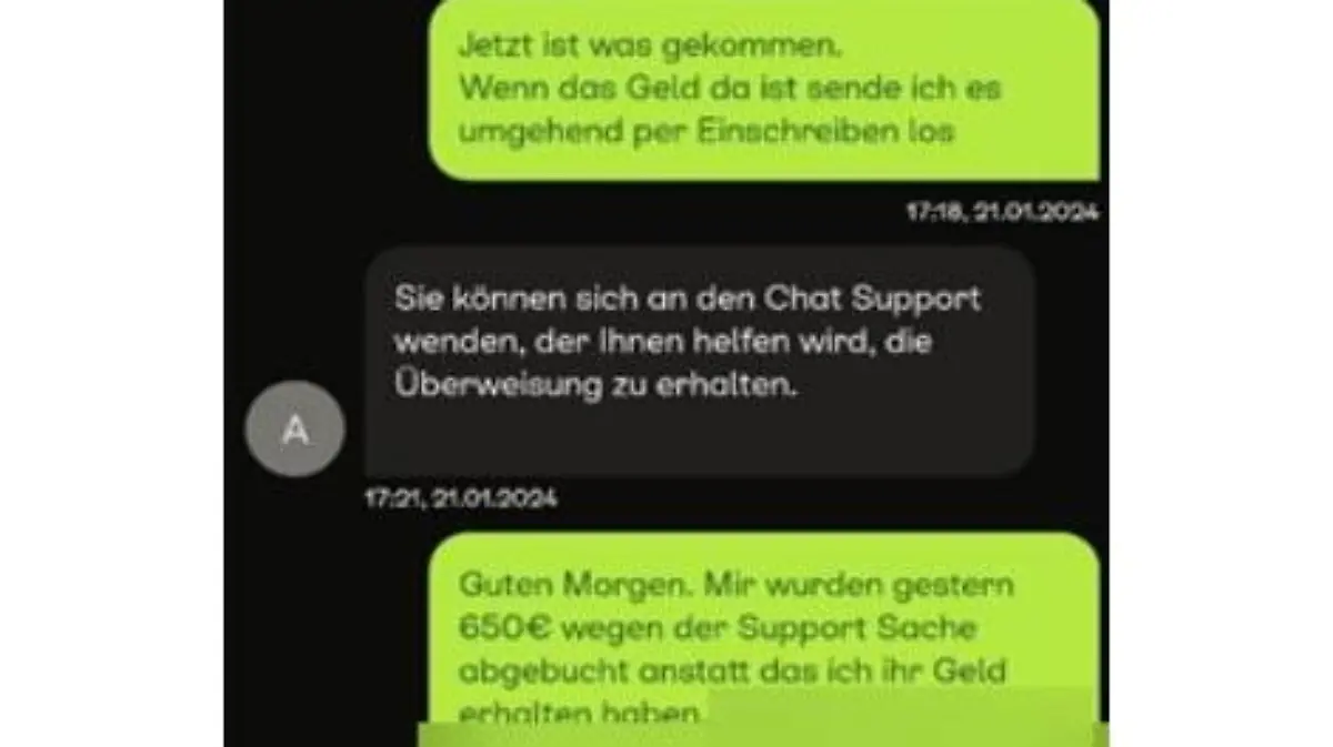 Chatverlauf Betrug Kleinanzeigen
