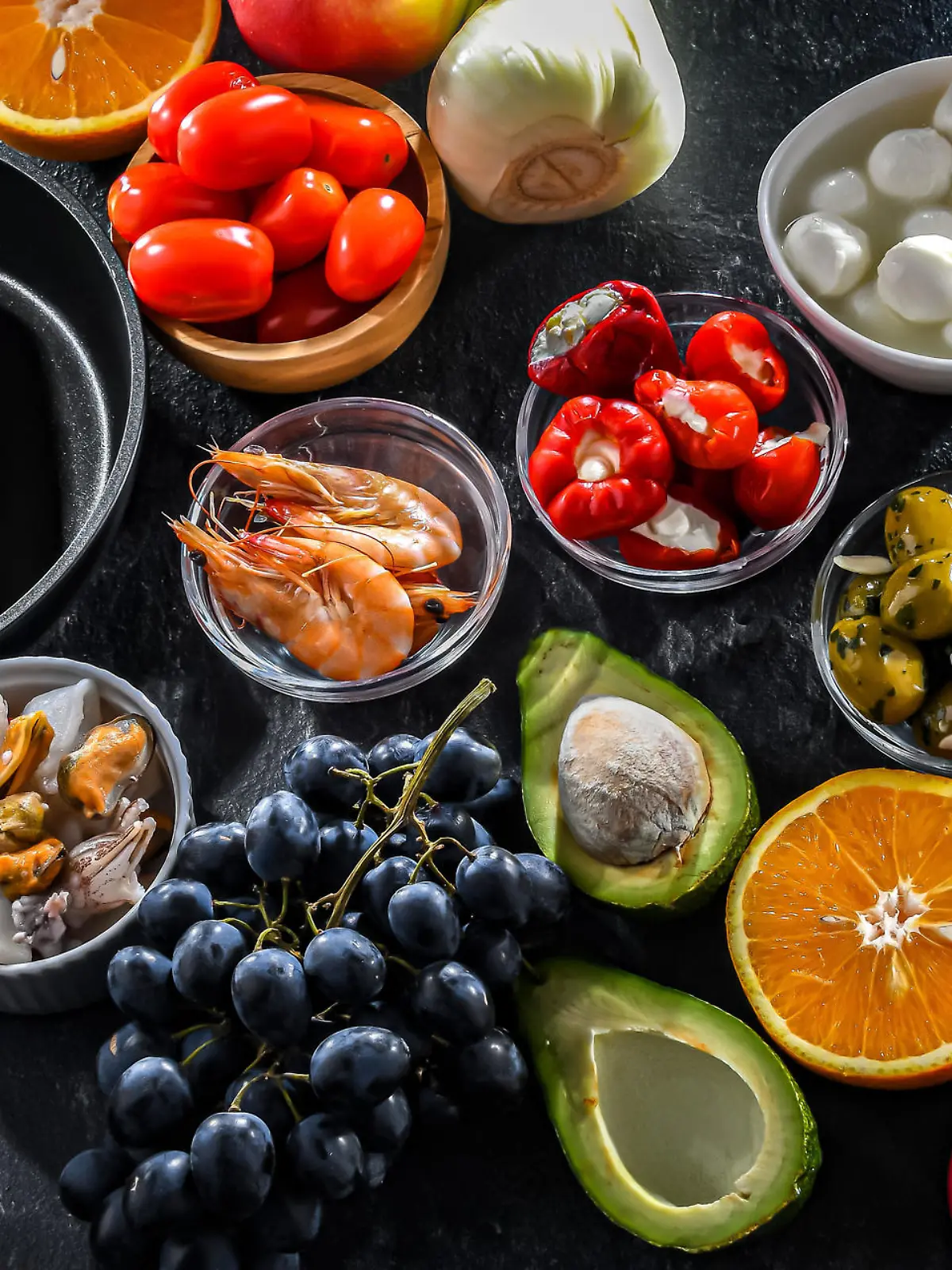 Food products representing the Mediterranean diet which may improve overall health status