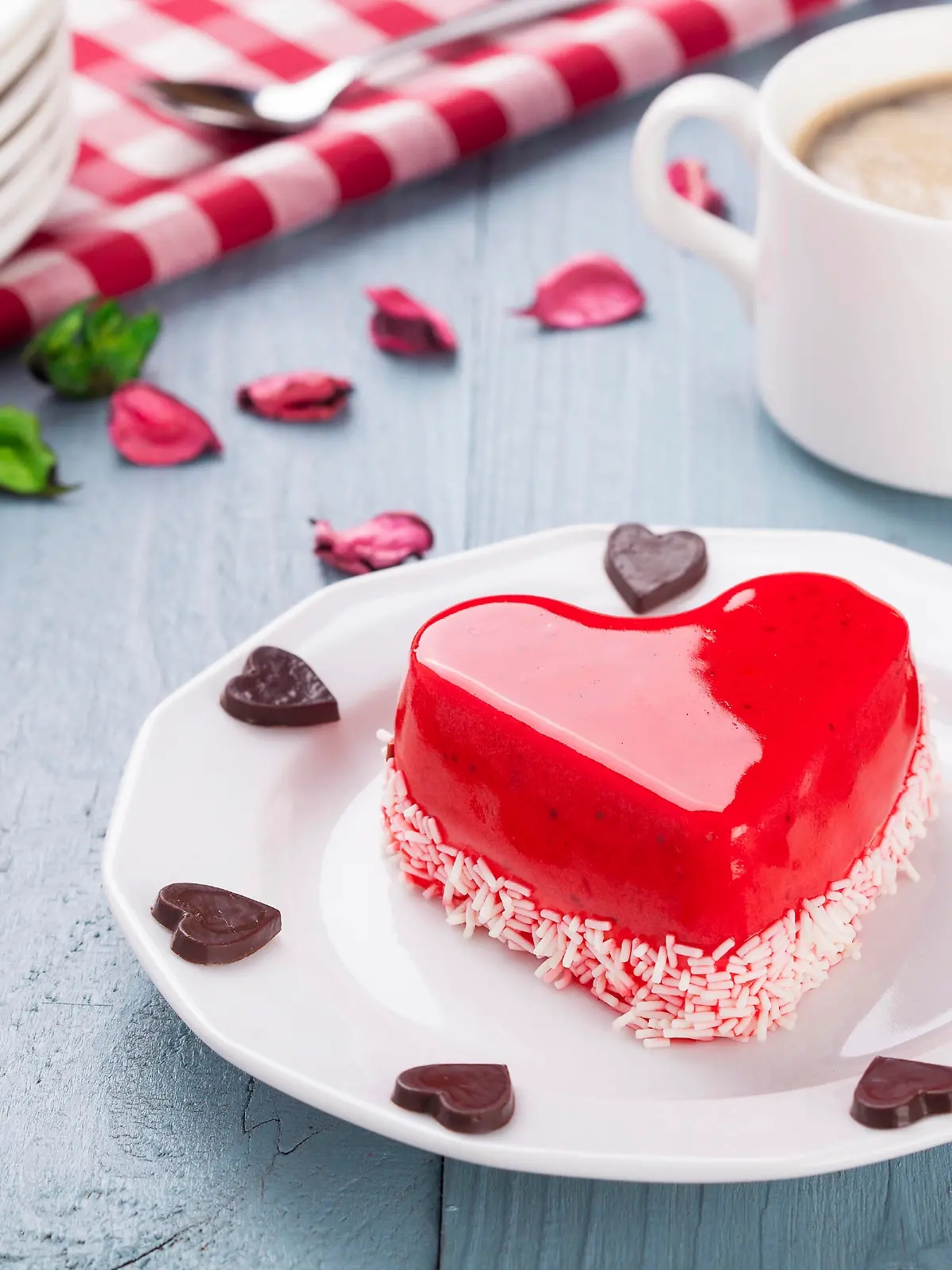 Sweet Valentine's cake - blue woodboard