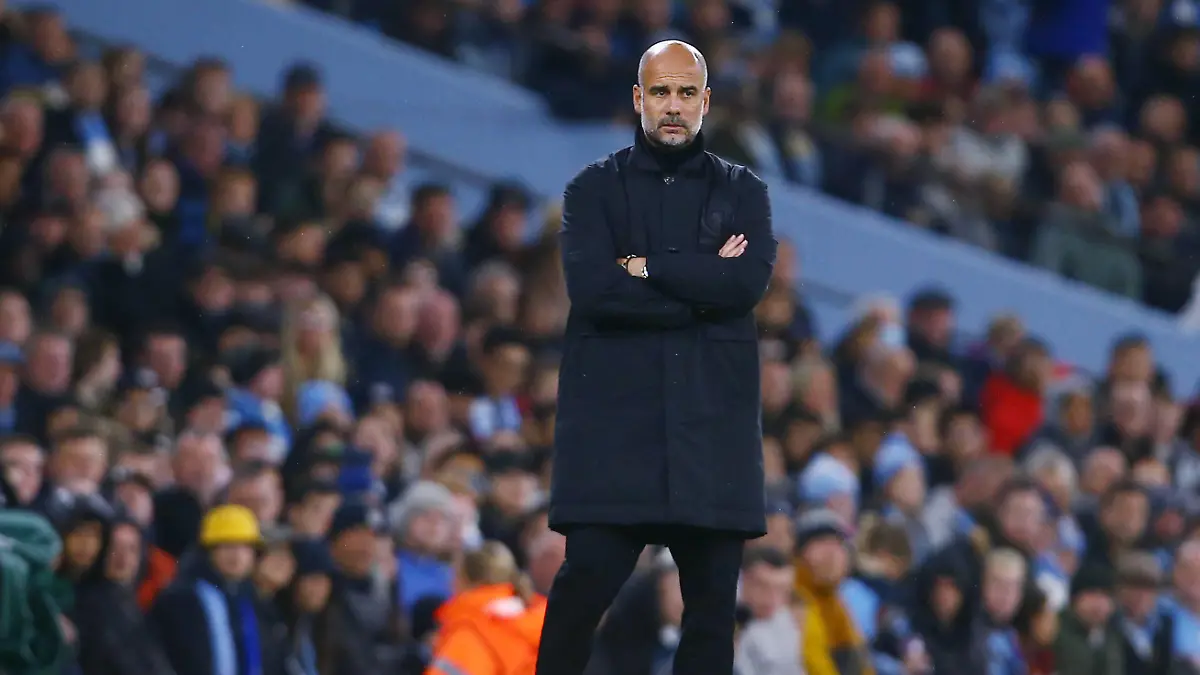  Mandatory Credit: Photo by Matt West/Shutterstock 13439512ah Manchester City manager Pep Guardiola Manchester City v FC Copenhagen, UEFA Champions League, Group G, Football, Etihad Stadium, Manchester, UK - 05 Oct 2022 EDITORIAL USE ONLY No use with unauthorised audio, video, data, fixture lists, club/league logos or live services. Online in-match use limited to 120 images, no video emulation. No use in betting, games or single club/league/player publications. Manchester City v FC Copenhagen, UEFA Champions League, Group G, Football, Etihad Stadium, Manchester, UK - 05 Oct 2022 EDITORIAL USE ONLY No use with unauthorised audio, video, data, fixture lists, club/league logos or live services. Online in-match use limited to 120 images, no video emulation. No use in betting, games or single club/league/player publications. PUBLICATIONxINxGERxSUIxAUTXHUNxGRExMLTxCYPxROMxBULxUAExKSAxONLY Copyright: xMattxWest/Shutterstockx 13439512ah