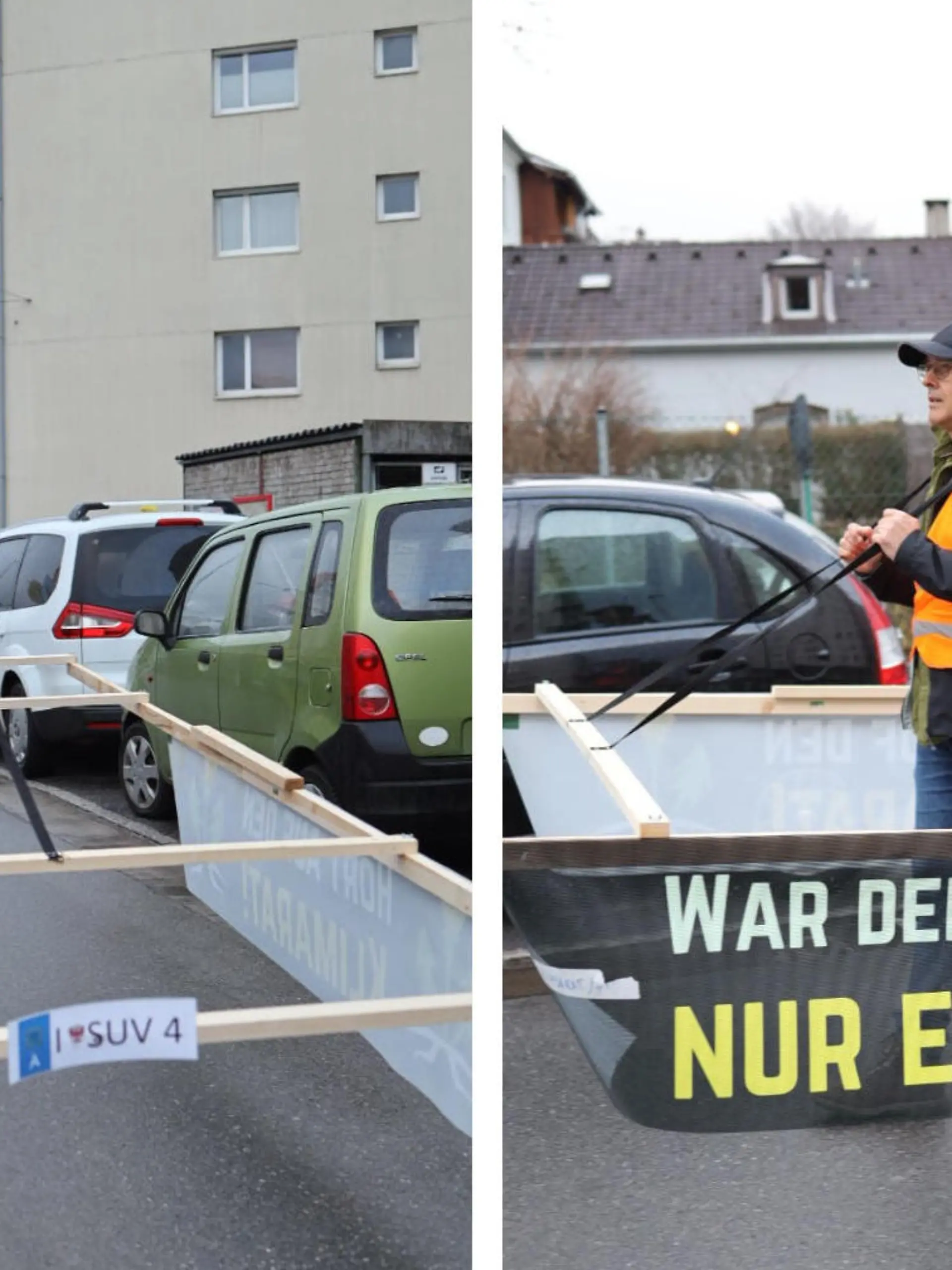 „Gehzeuge" statt Kleber und Farbe. Mehrere Mitglieder der Aktivistengruppe  „Letzte Generation" haben am Dienstag den Verkehr in Innsbruck lahmgelegt. Allerdings nicht mit einer Klebe-Aktion.
