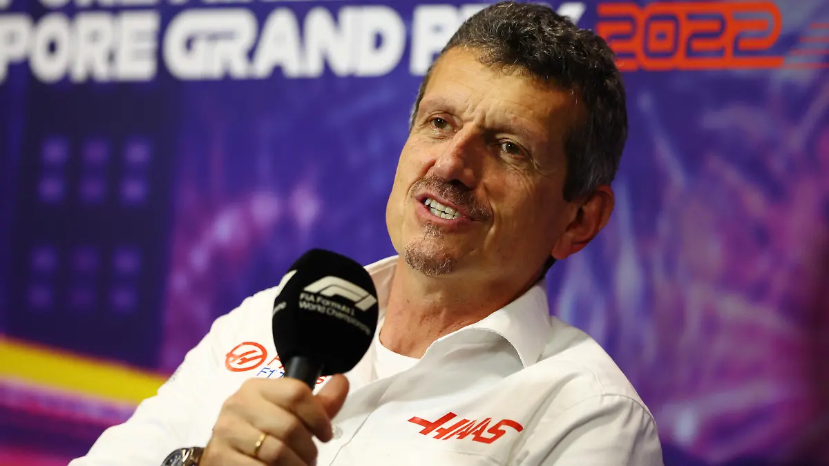 SINGAPORE, SINGAPORE - OCTOBER 01: Haas F1 Team Principal Guenther Steiner talks in the team principal's press conference before final practice ahead of the F1 Grand Prix of Singapore at Marina Bay Street Circuit on October 01, 2022 in Singapore, Singapore. (Photo by Clive Rose/Getty Images,)