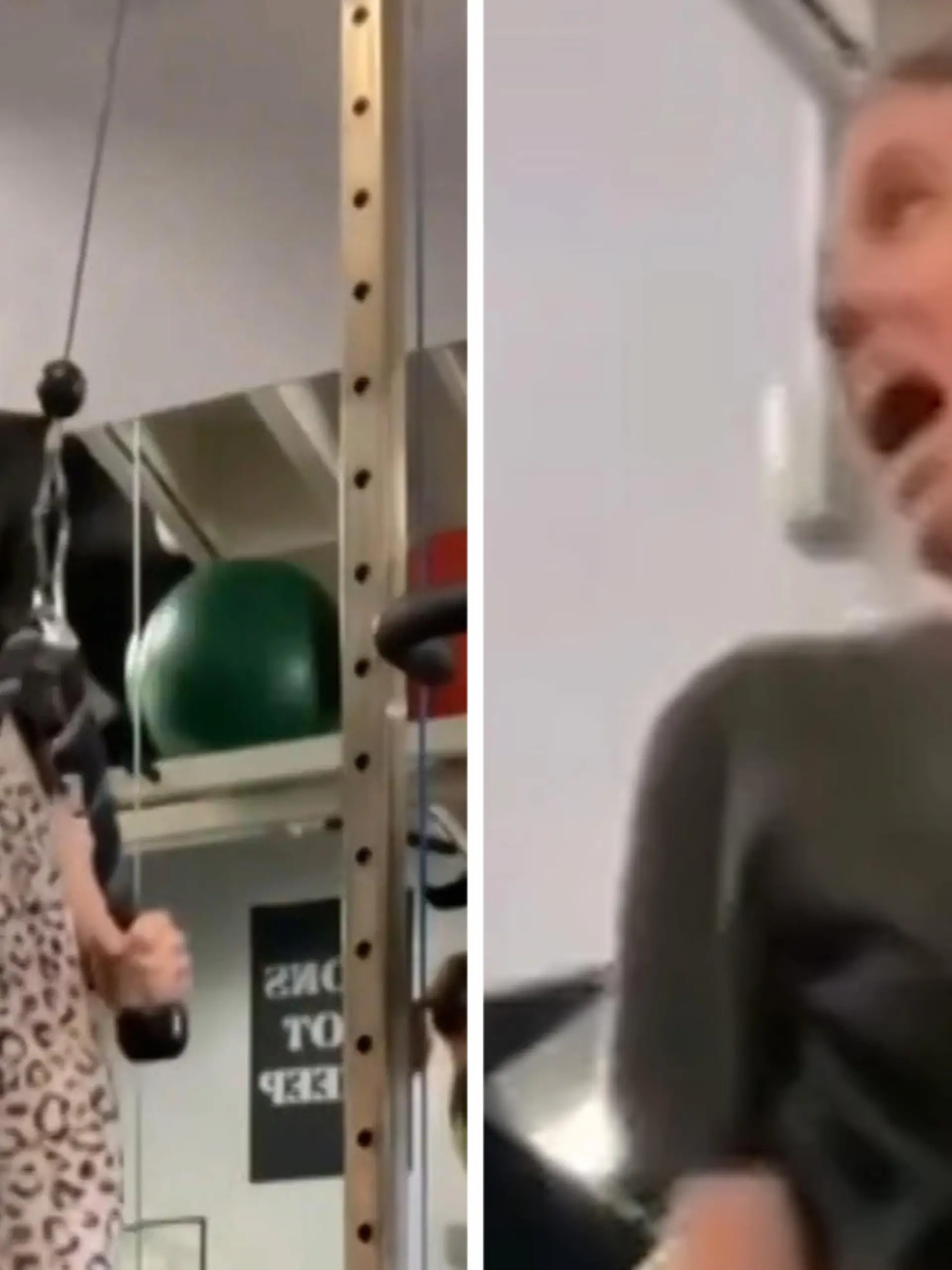 Stephanie ist gerade beim Workout in ihrem privaten Fitnessstudio, als plötzlich ihr T-Shirt festhängt. Das Dilemma: Seil loslassen würde das T-Shirt mitreißen. Das Oberteil entknoten klappt einfach nicht und die Kraft lässt nach. Doch Rettung naht.