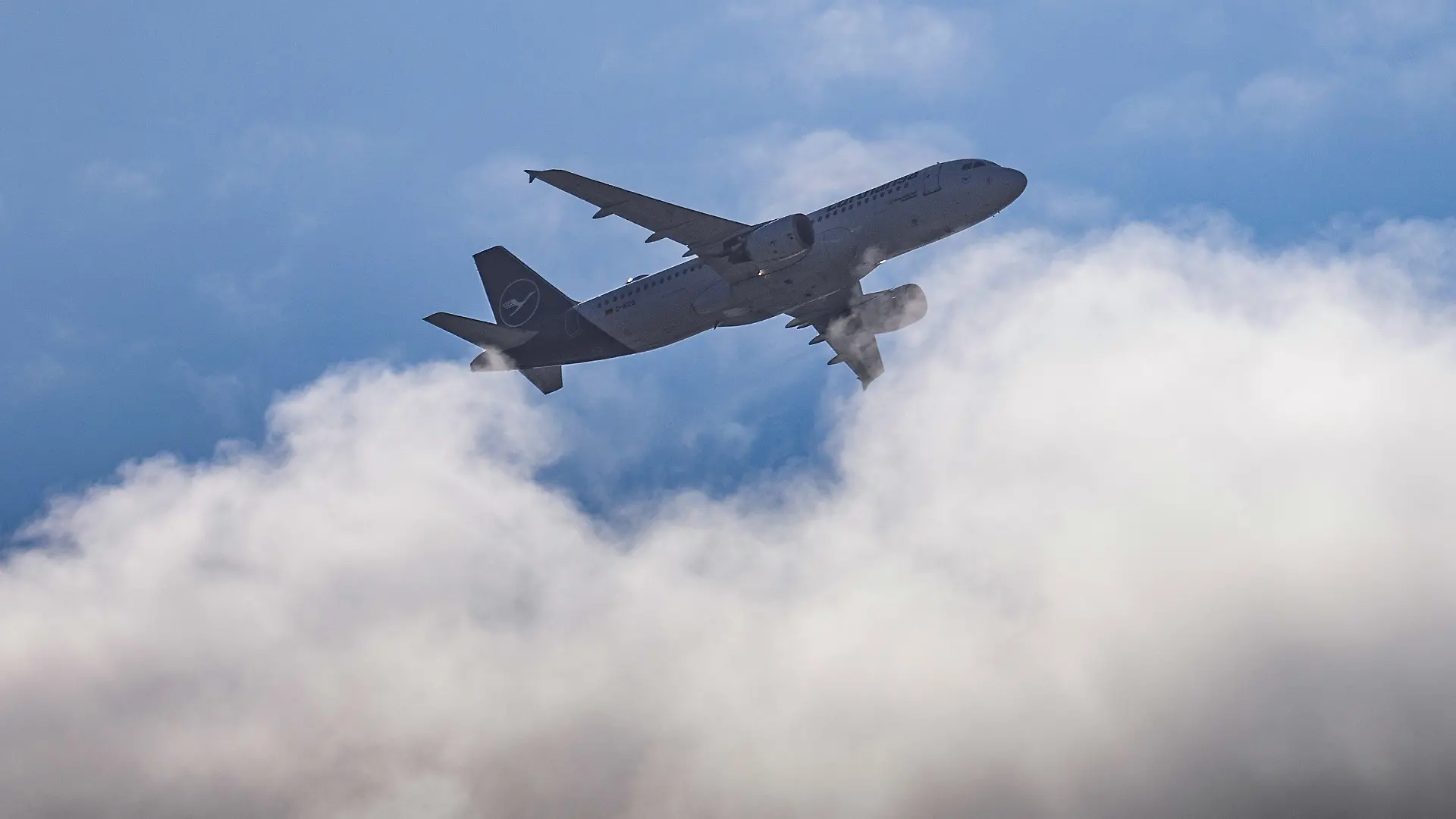 ARCHIV - 26.07.2023, Sachsen, Dresden: Ein Flugzeug vom Typ Airbus A320-214 der Lufthansa fliegt über den Wolken am Himmel über Dresden. Nach dem 48-stündigen Warnstreik zum Ferienstart in Sachsen läuft der Passagierverkehr an den Flughäfen Leipzig/Halle und Dresden seit Dienstagfrüh wieder normal. (zu dpa: «Passagierverkehr an Flughäfen läuft nach Warnstreik wieder planmäßig») Foto: Robert Michael/dpa +++ dpa-Bildfunk +++