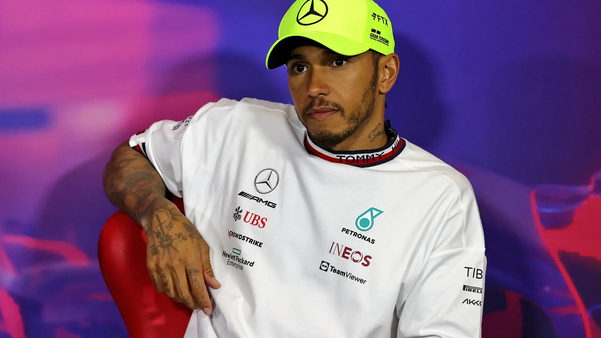 Formula 1 2022: British GP SILVERSTONE CIRCUIT, UNITED KINGDOM - JULY 03: Sir Lewis Hamilton, Mercedes-AMG, 3rd position, in the press conference, PK, Pressekonferenz during the British GP at Silverstone Circuit on Sunday July 03, 2022 in Northamptonshire, United Kingdom. Photo by LAT Images Images PUBLICATIONxINxGERxSUIxAUTxHUNxONLY GP2210_162343MOY11549