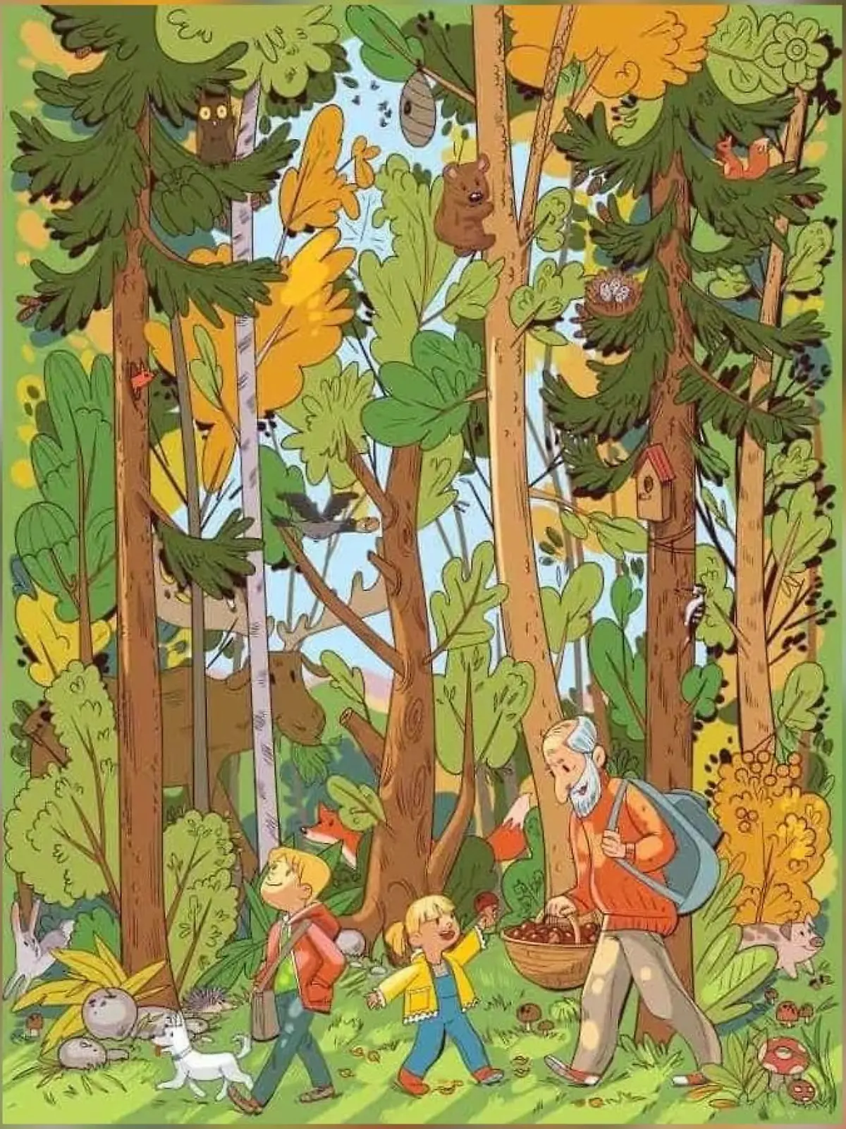In diesem Wald versteckt sich ein freches Früchtchen - findet ihr den Apfel?