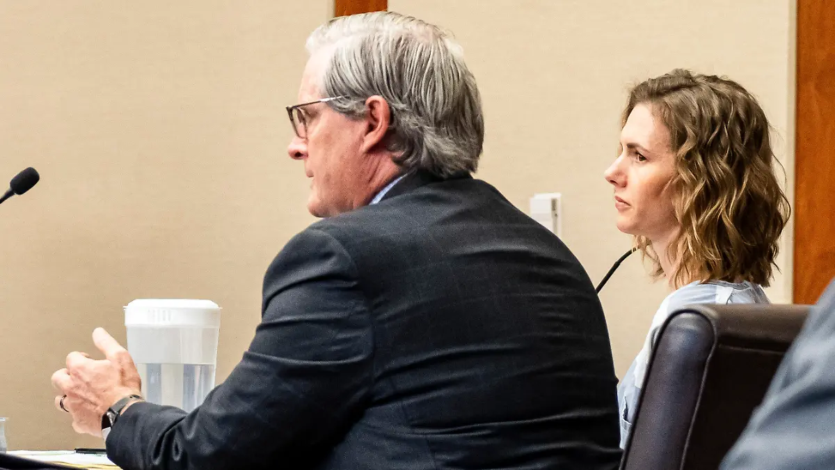 CORRECTS SENTENCE TO UP TO 30 YEARS, NOT 60 YEARS - Defendant Ruby Franke looks on during court Tuesday, Feb. 20, 2024, in St. George, Utah. Franke, a Utah mother of six who gave parenting advice to millions via a once-popular a YouTube channel, shared a tearful apology to her children for physically and emotionally abusing them before a judge sentenced her to serve up to 30 years in prison, due to a Utah state law that caps the sentence duration for consecutive penalties. (Sheldon Demke/St. George News via AP, Pool)