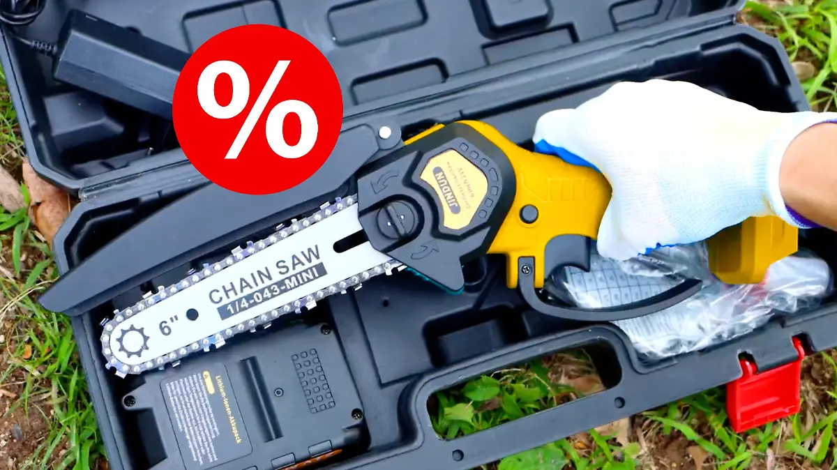 Mini-Akku-Kettensäge im Angebot