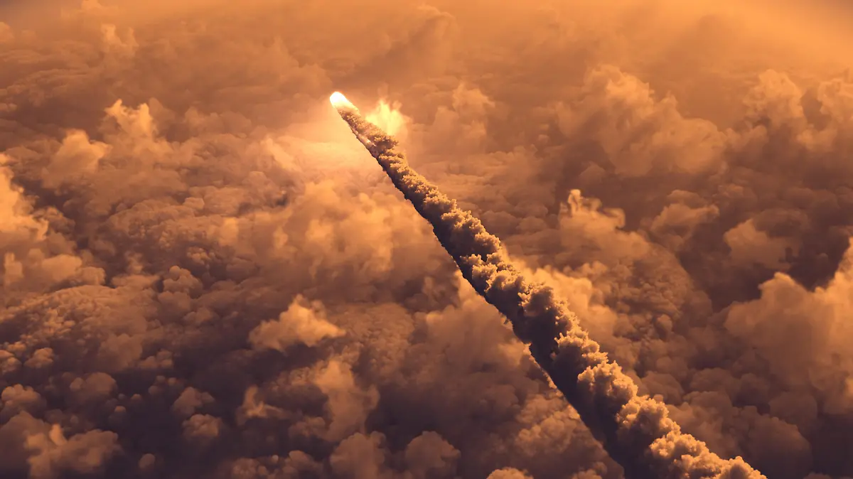 Meteor flying over the clouds 3d illustration