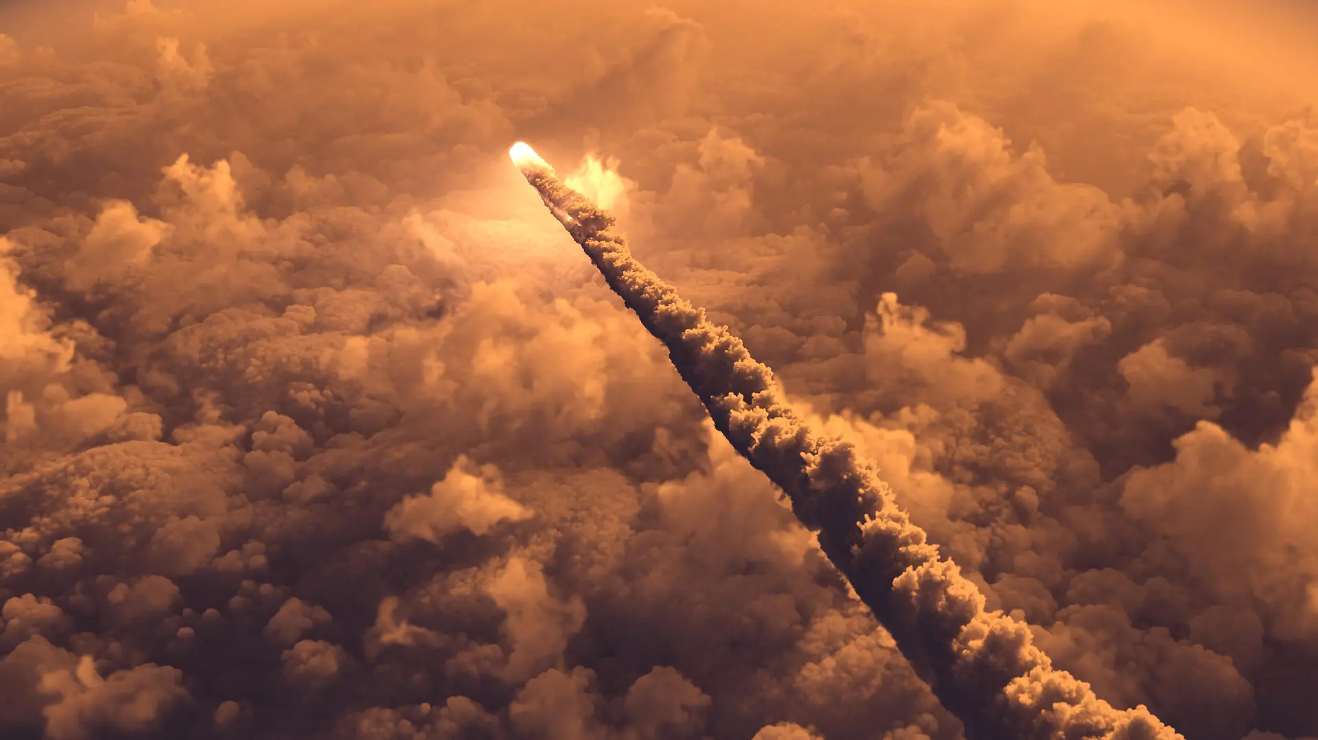 Meteor flying over the clouds 3d illustration