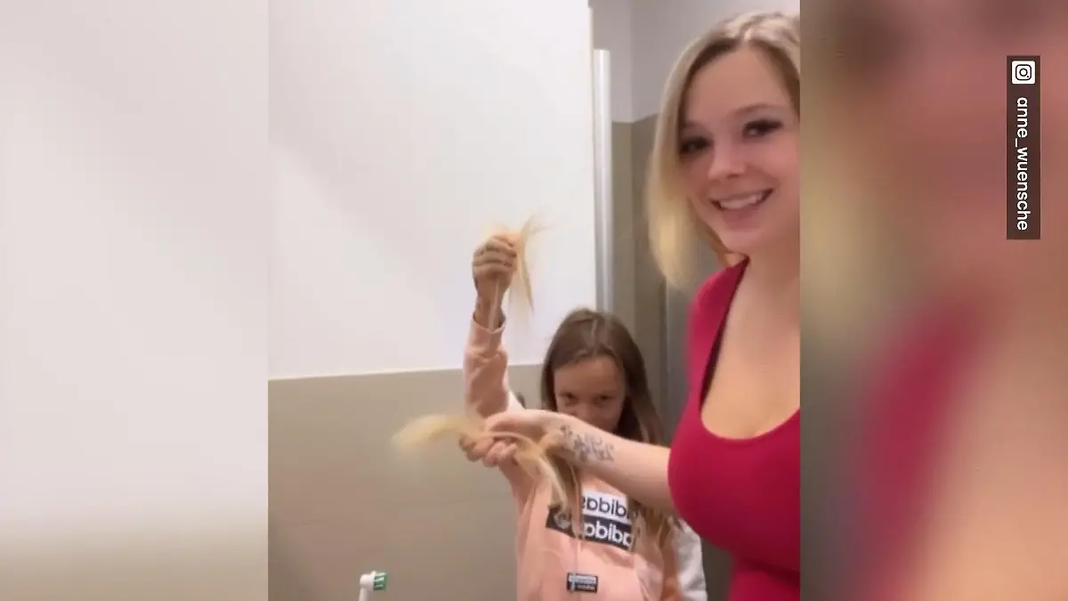 Anne Wünsche lässt sich von Miley (9) die Haare schneiden Mutige Aktion