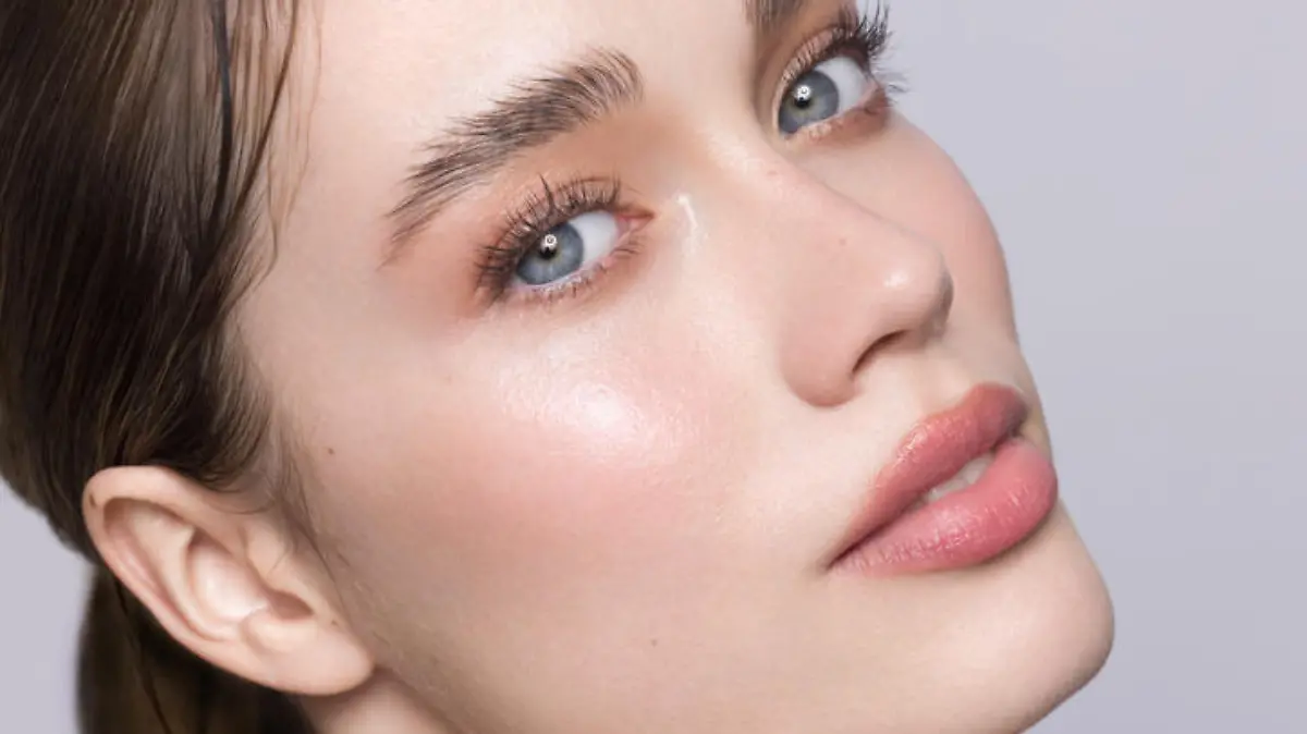Close up studio shot of a beautiful blonde woman.
