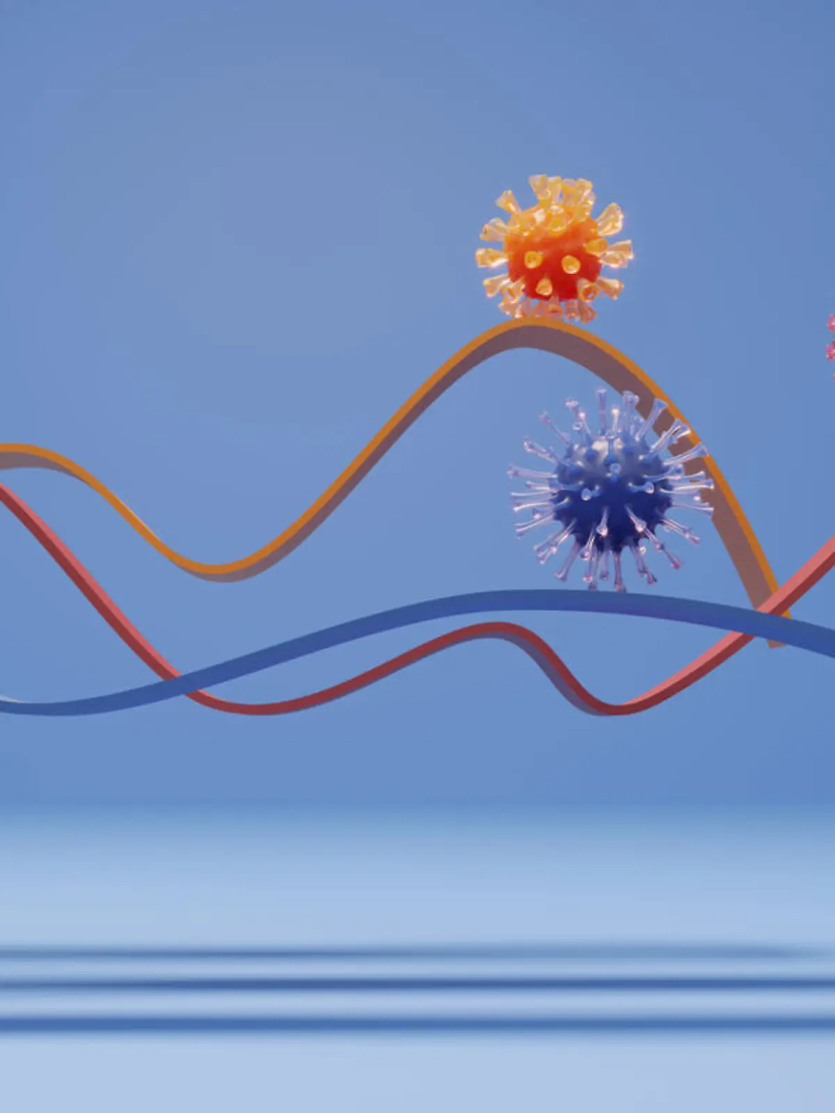 The graphs of different colored viruses. (3d render)