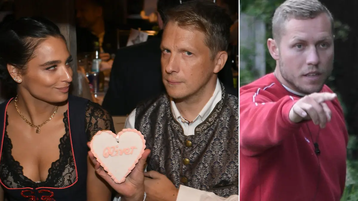 Amira und Oliver Pocher und Sommerhaus-Bewohner Patrick Romer