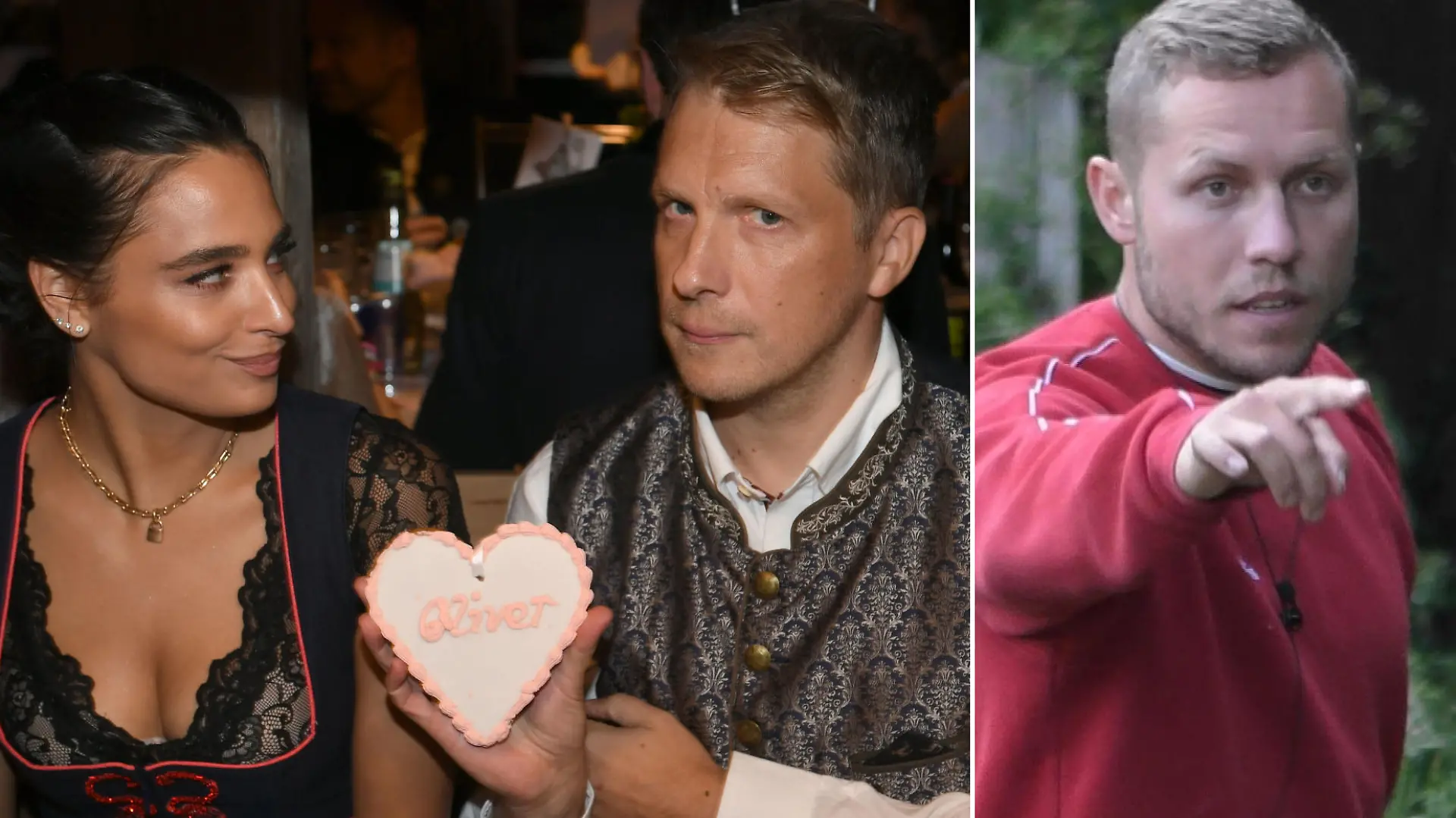 Amira und Oliver Pocher und Sommerhaus-Bewohner Patrick Romer