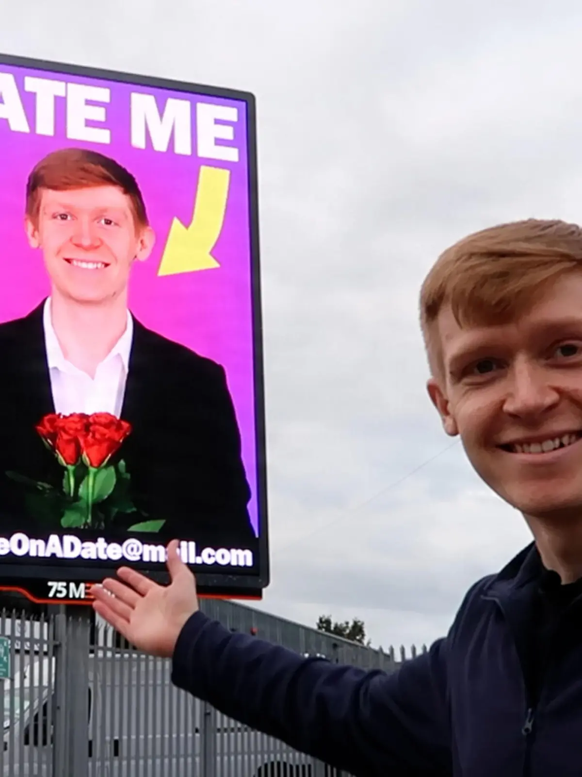 CATERS NEWS (PICTURED Ed photographed with his billboard) Meet the man who's never been on a date and is 'advertising' himself on a billboard in a bid to bag himself a girlfriend. Ed Chapman, 23, from Leeds, West Yorks, has been single all his life and decided it was time to step outside of the box and use a different avenue in his bid to find love. After having no luck with mainstream methods such as dating apps, Ed decided he wanted to promote himself on a giant billboard in Leeds in hope of finally being able to go on his very first date. Ed says he's received an influx of messages from people between the ages of 18 and 48 and is now busy arranging his first ever date. SEE CATERS COPY