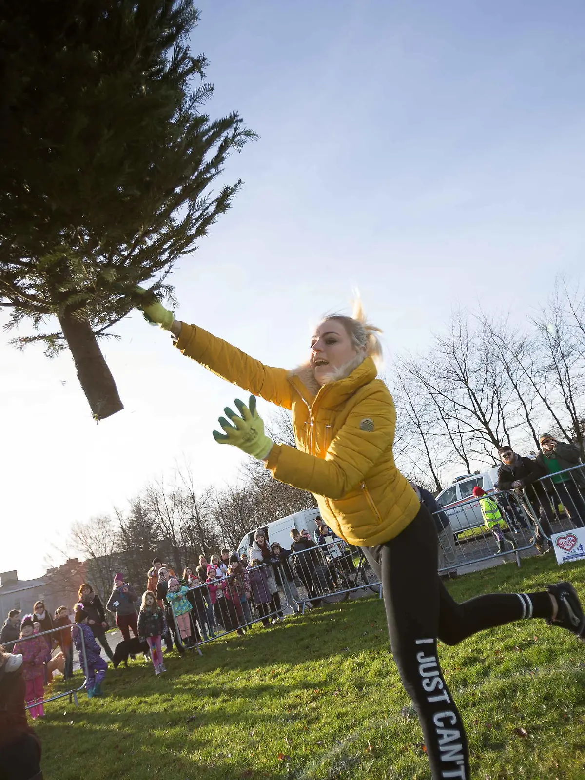SONDERKONDITIONEN: PREISABSPRACHE! *EXCLUSIVE* 
Kamila Grabska who won the ladies section in the seventh annual Christmas Tree throwing Championships in Ennis, Co Clare. See SWNS story SWLNtree. A mum who tried to claim £700,000 for injuries she suffered in a car crash has lost her case  after she was pictured winning a Christmas tree throwing competition. Kamila Grabska, 36, said she had been left with a disabling condition following the accident, where the car she in was hit from behind in February 2017. And she then sued insurer RSA for damages after complaining that she was had been unable to play with her kids or carry out basic chores due to consistent back and neck pain. However at the High Court sitting in Limerick, the judge was shown a picture of her published in a national newspaper of her hurling a Christmas tree  / action press