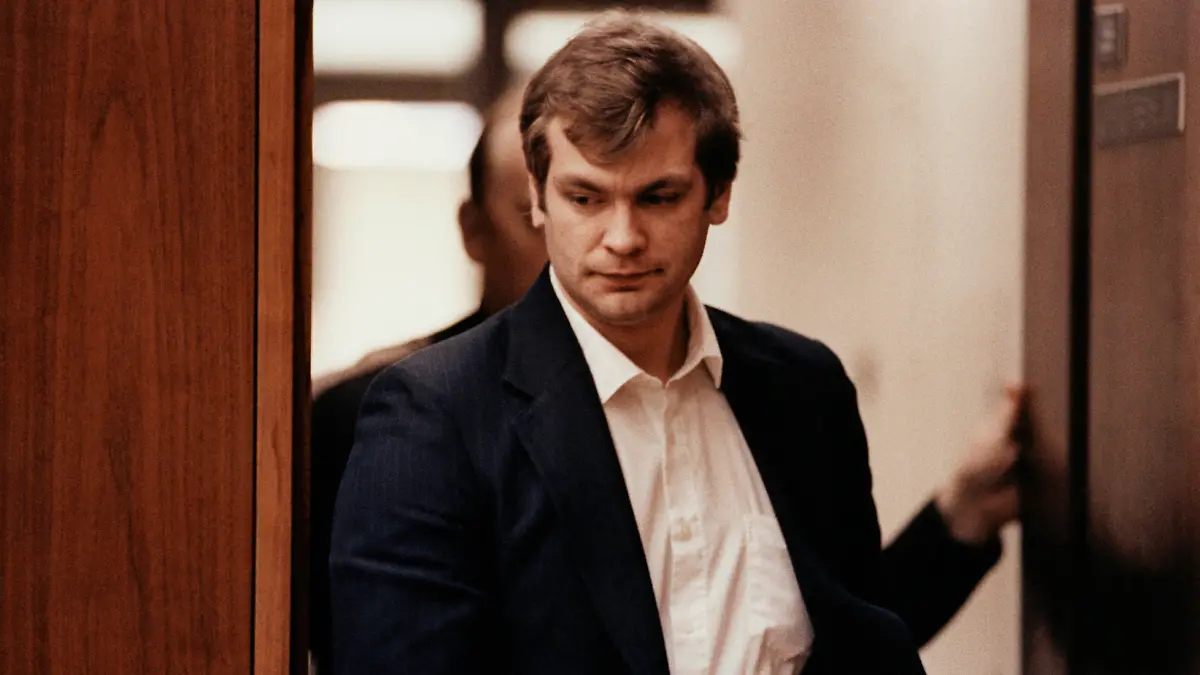 Jeffrey Lionel Dahmer murdered 17 men and boys between 1978 and 1991. The gruesome murders involved rape, necrophilia and cannibalism. Pleading insanity, the court found Dahmer sane and guilty on 15 counts of murder and he was sentenced to 15 life terms, the equivalent of 957 years in prison. (Photo by Curt Borgwardt/Sygma/Sygma via Getty Images)