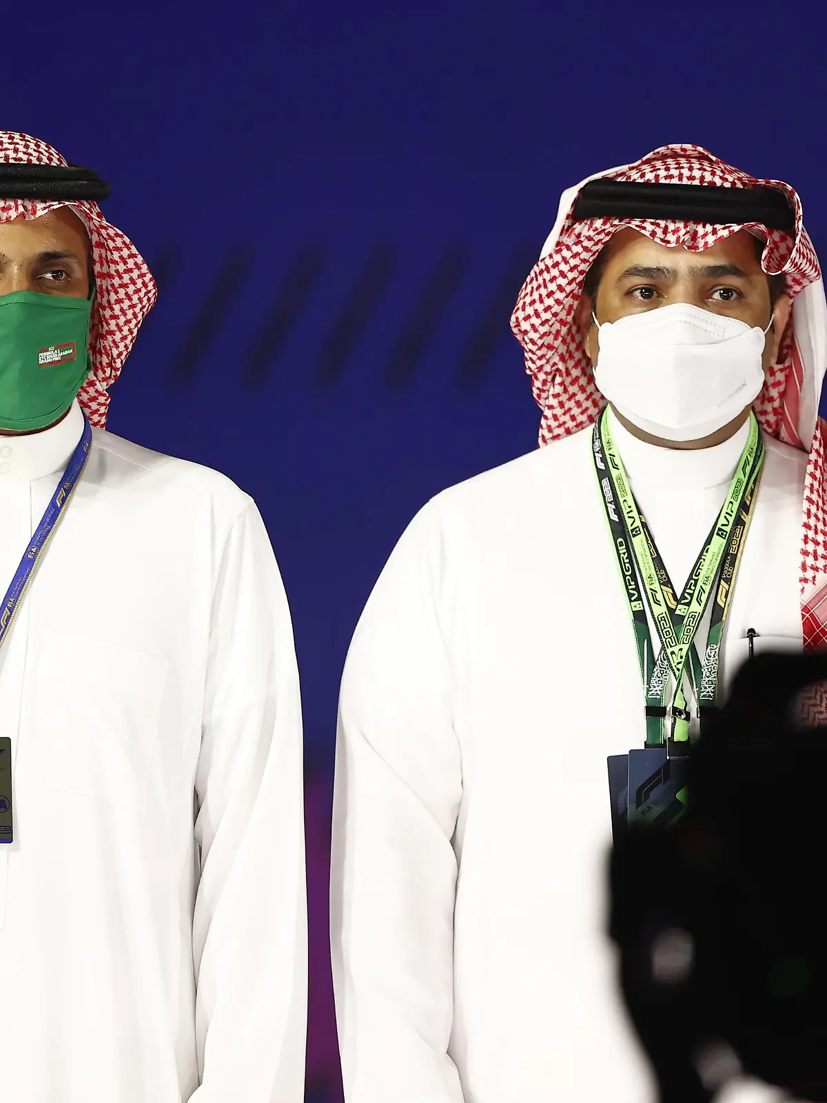 Formula 1 2021: Saudi Arabia GP JEDDAH STREET CIRCUIT, SAUDI ARABIA - DECEMBER 05: HRH Prince Khalid bin Sultan Al-Faisal and HRH Prince Abdulaziz bin Turki Al-Faisal on the podium during the Saudi Arabia GP at Jeddah Street Circuit on Sunday December 05, 2021 in Jeddah, Saudi Arabia. Photo by Andy Hone / LAT Images Images PUBLICATIONxINxGERxSUIxAUTxHUNxONLY GP2121_205708_ONY9883 