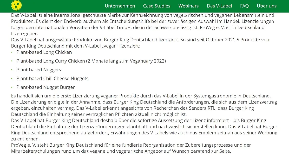 Offizielle Stellungnahme V-Label GmbH.