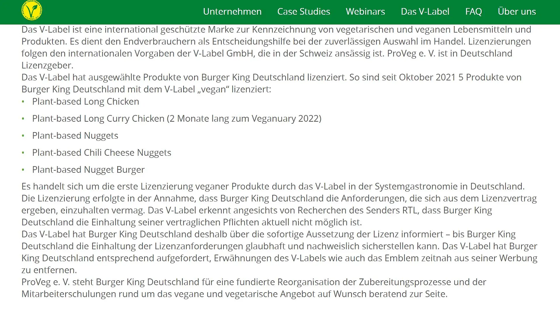 Offizielle Stellungnahme V-Label GmbH.