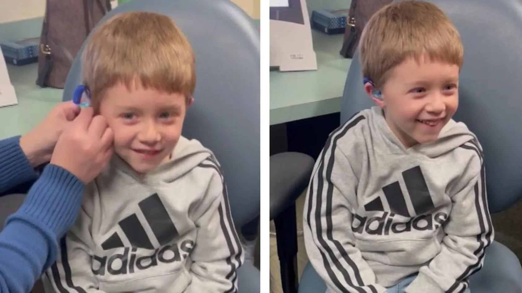 Junge hört zum ersten Mal Mamas Stimme