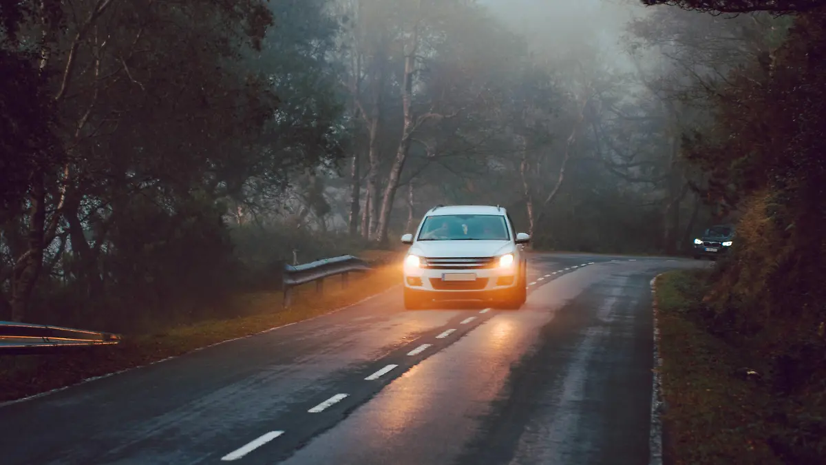 Close-up of a car alone on a road surrounded by trees and mountains AlbertoMenendez_WomanInHayedo_80 Copyright: xAlbertoxMenendezzx