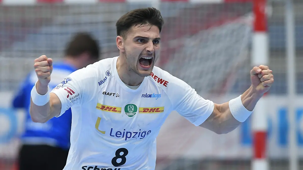 Handball Liqui Moly Handball Bundesliga 33. Spieltag TUSEM Essen - SC DHfK Leipzig am 08.05.2021 im Sportpark Am Hallo in Essen Lucas Krzikalla ( Leipzig ) Foto: Revierfoto