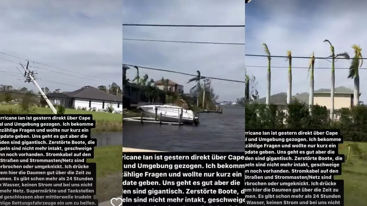 Laura Müllers Insta-Story in Florida nach Hurrikan Ian.