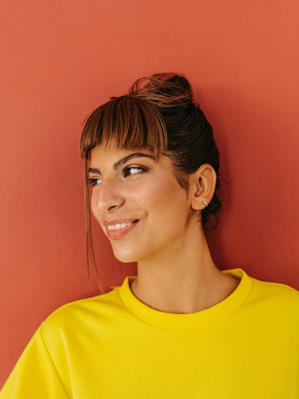 Portrait of a smiling teenage girl, isolated
