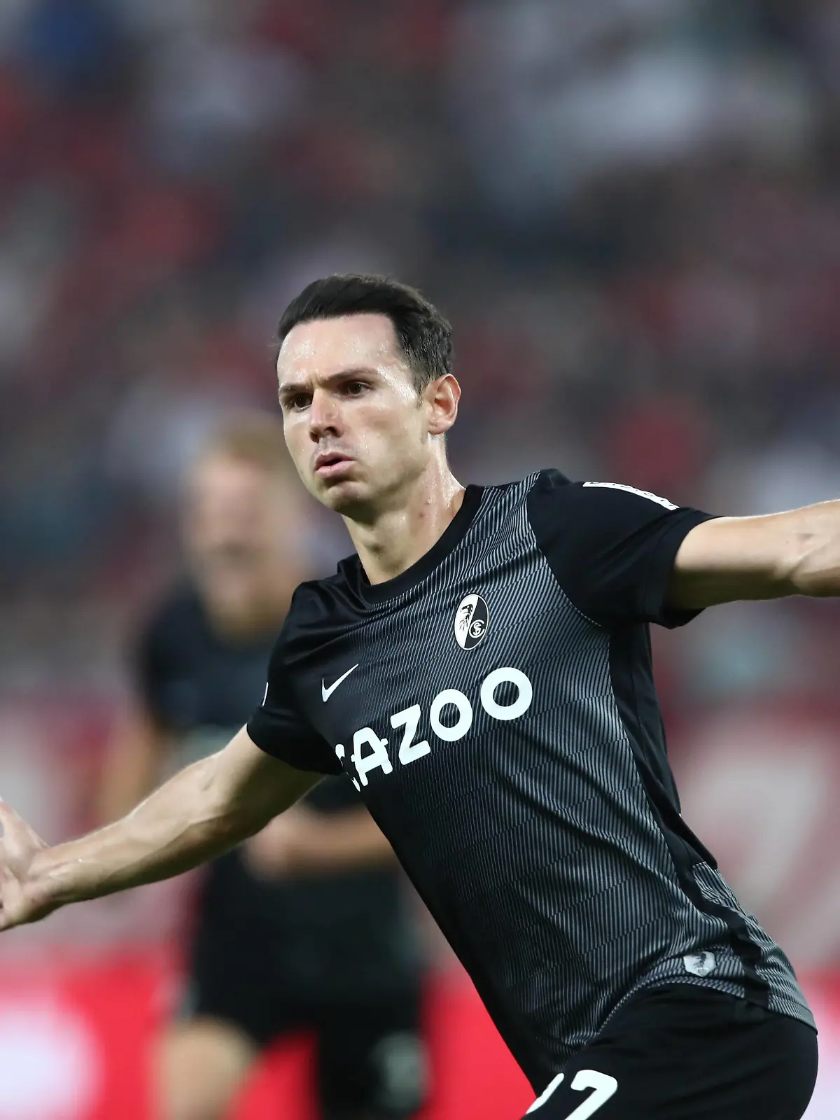  Fußball UEFA Europa League Saison 2022-2023 Gruppenphase Georgios Karaiskakis Stadion Piräus, 15.09.2022 Olympiakos Piräus - SC Freiburg Torjubel - der Torschütze zum 0:1, Nicolas Höfler Freiburg jubelt Olympiakos Piräus - SC Freiburg *** Soccer UEFA Europa League season 2022 2023 group stage Georgios Karaiskakis Stadium Piraeus, 15 09 2022 Olympiakos Piraeus SC Freiburg goal celebration of the scorer to 0 1, Nicolas Höfler Freiburg cheers Olympiakos Piraeus SC Freiburg PUBLICATIONxNOTxINxGRE ANE5680027