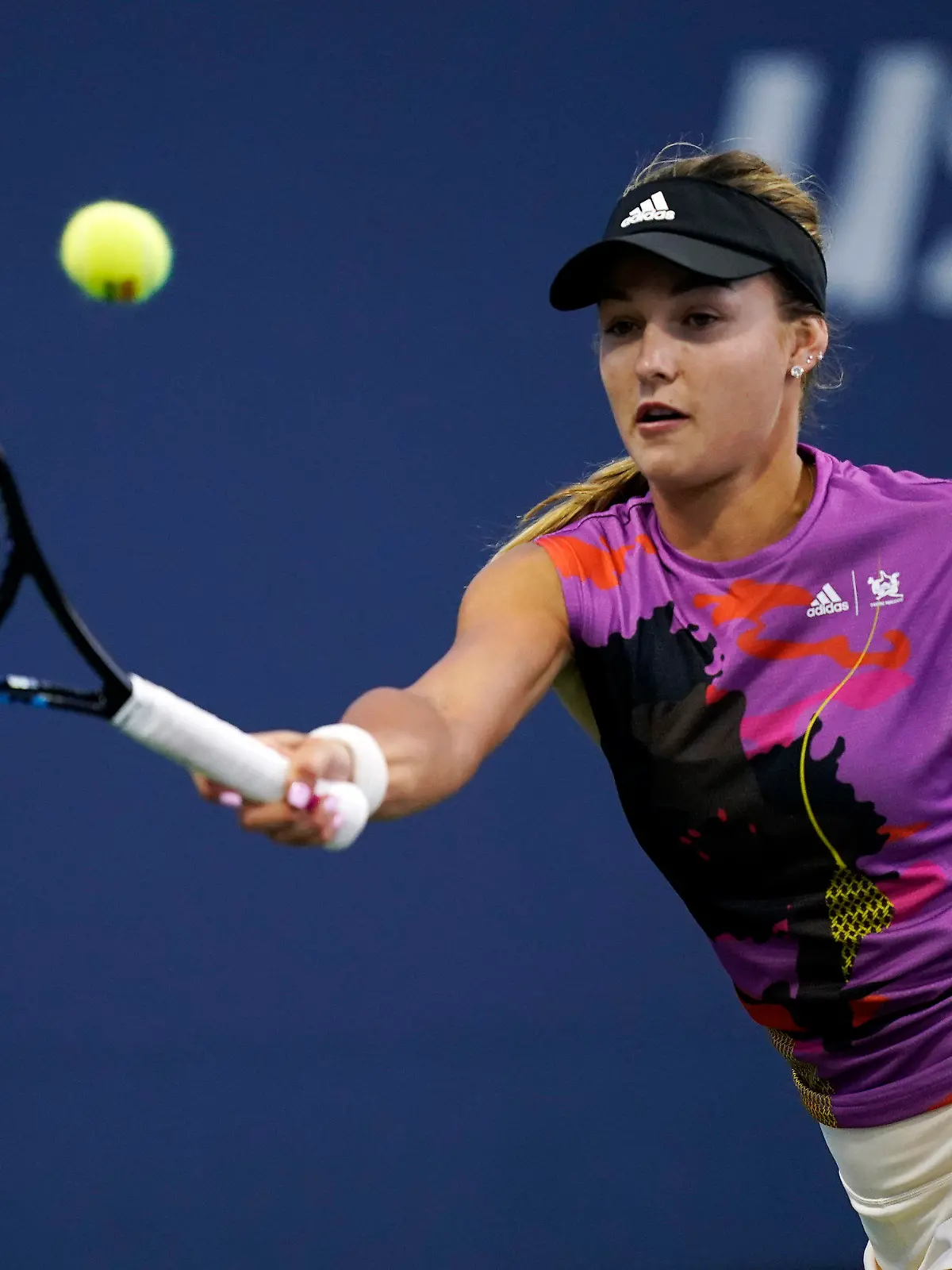 Anna Kalinskaya, of Russia, competes against Caroline Garcia, of France, during the second round of the U.S. Open tennis championships, Wednesday, Aug. 31, 2022, in New York. (AP Photo/Julia Nikhinson)