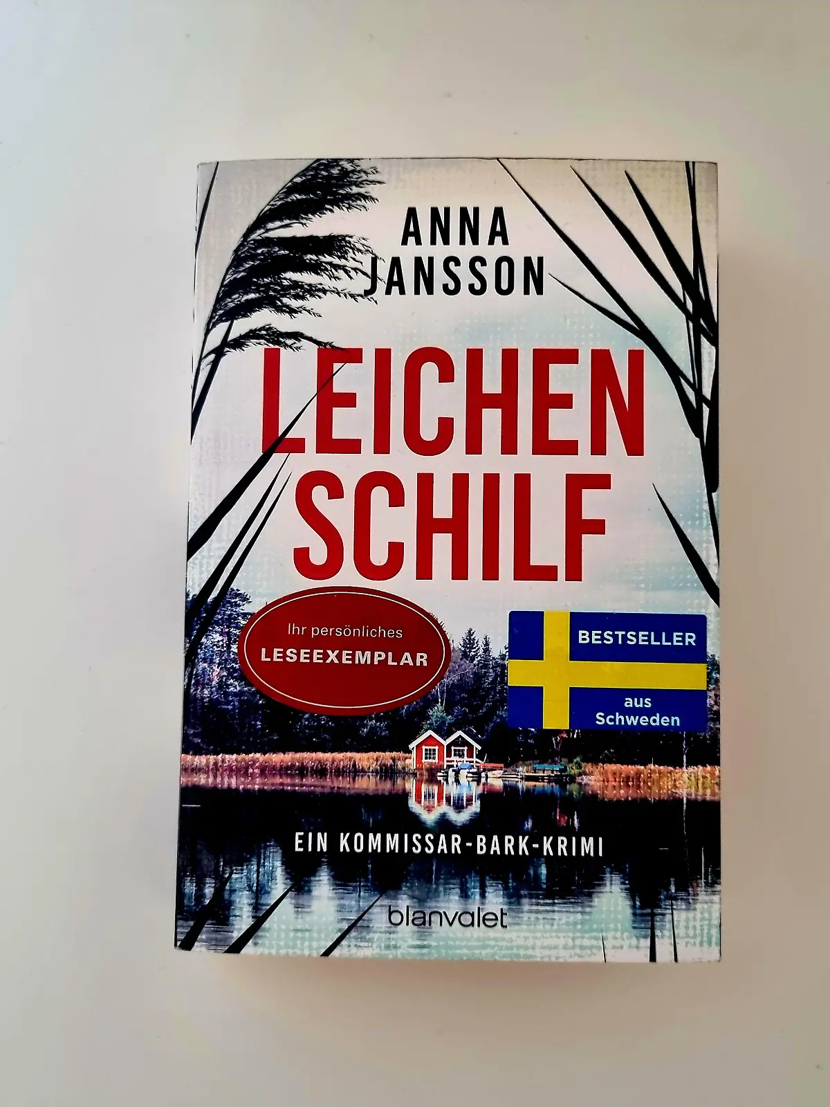 Das Buchcover auf dem eine schwedische Landschaft zu sehen ist.