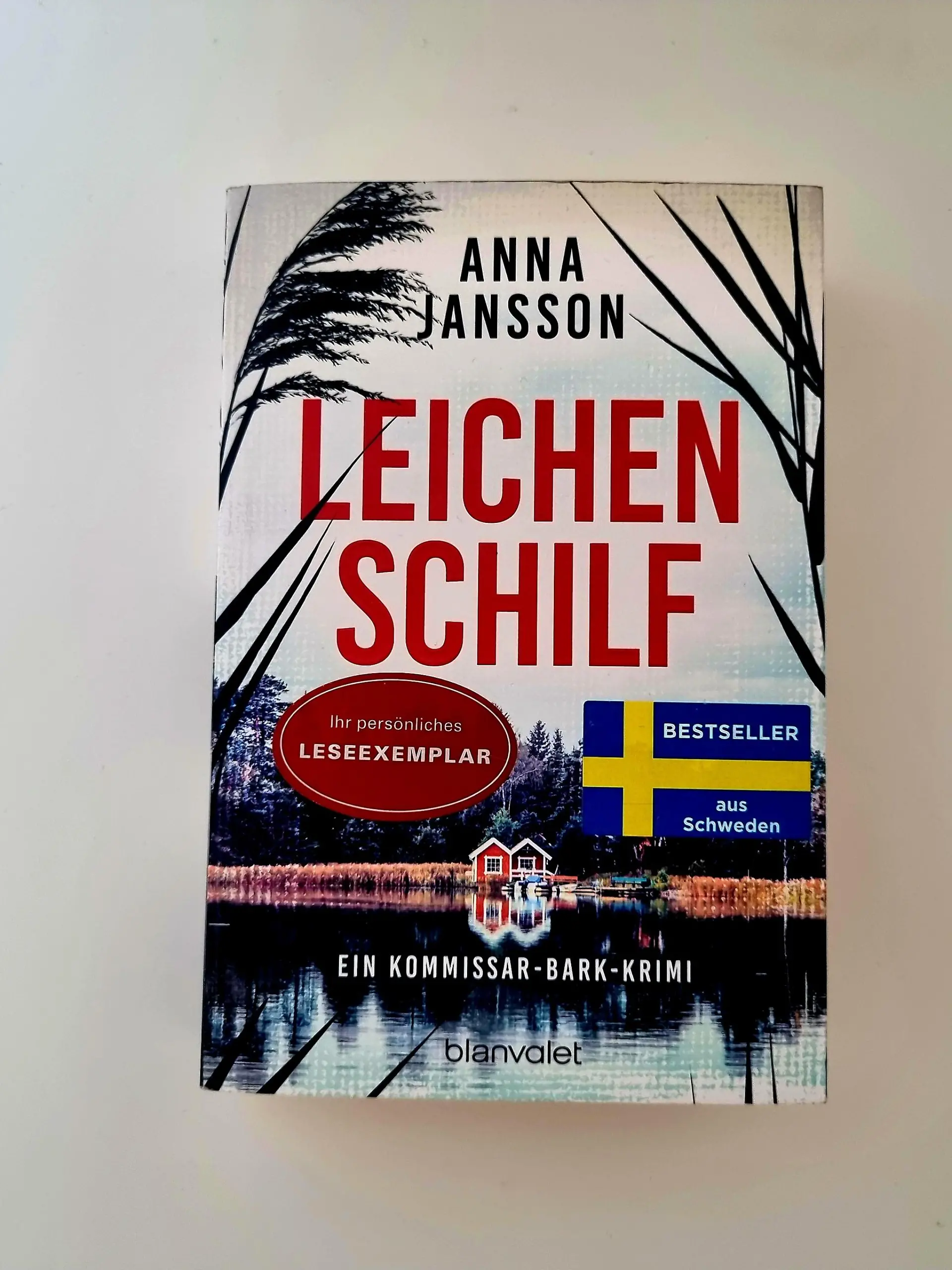 Das Buchcover auf dem eine schwedische Landschaft zu sehen ist.