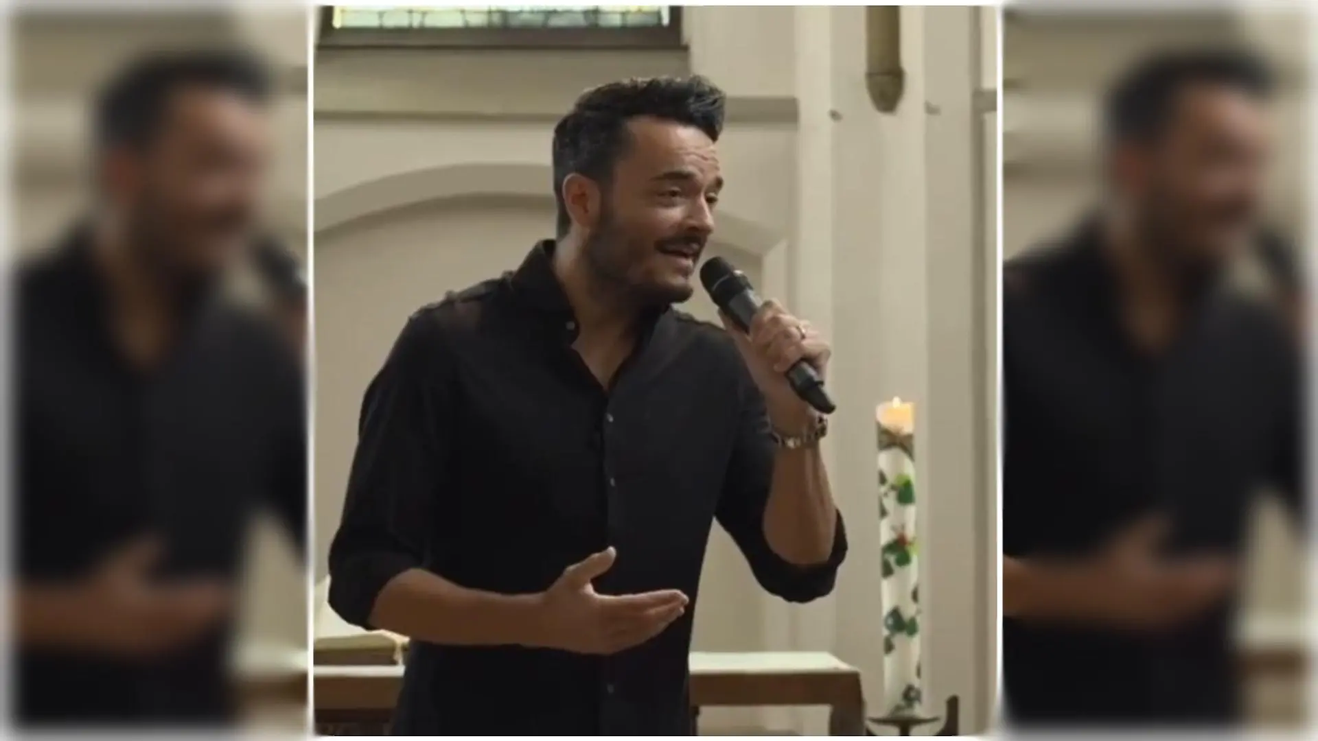 Giovanni Zarrella singt in einer Kirche in Hamminkeln