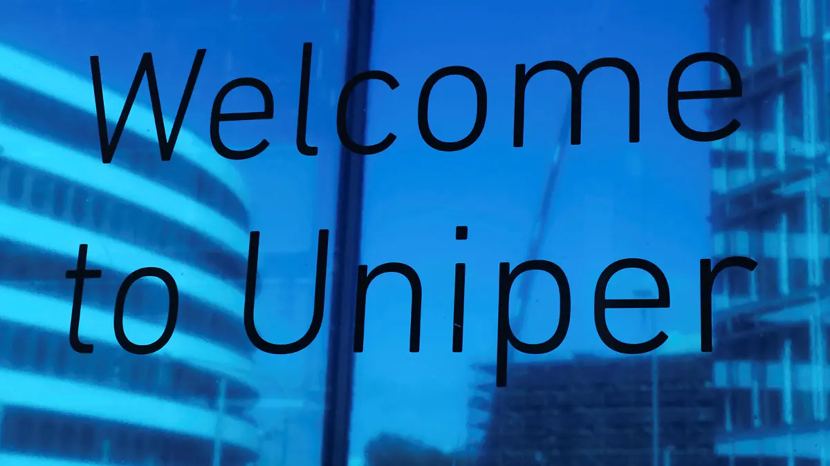 A sign is pictured at Uniper's headquarters, as Germany agreed to nationalize Uniper by buying Fortum's stake in the gas importer to secure operations and keep its business going, in Duesseldorf, Germany, September 21, 2022. REUTERS/Wolfgang Rattay