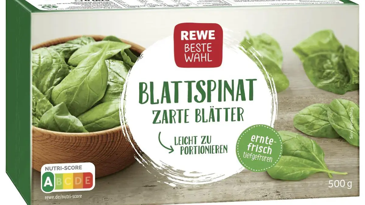 Rewe ruft das TK-Produkt "Beste Wahl, Blattspinat portioniert" zurück.