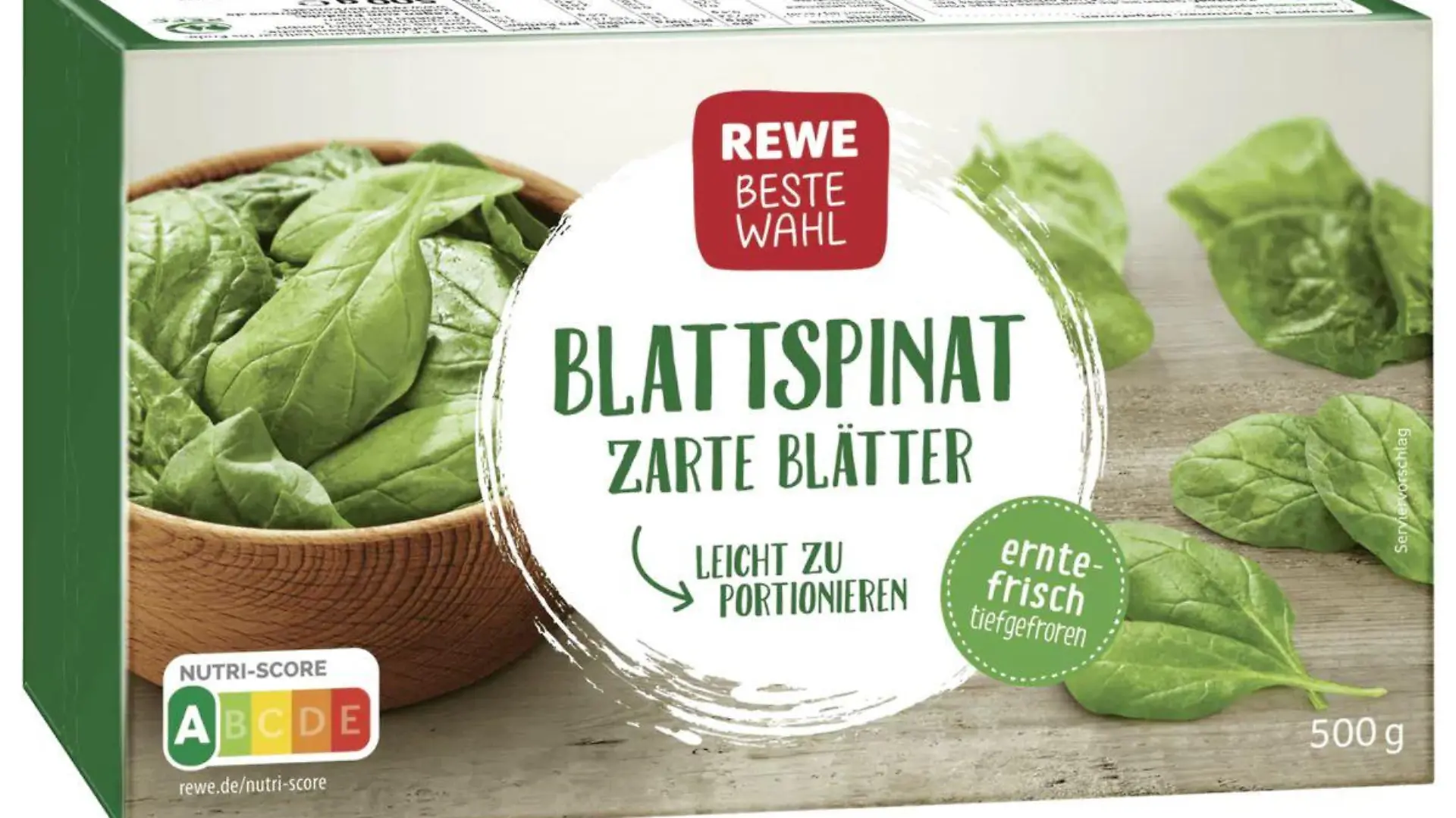 Rewe ruft das TK-Produkt "Beste Wahl, Blattspinat portioniert" zurück.