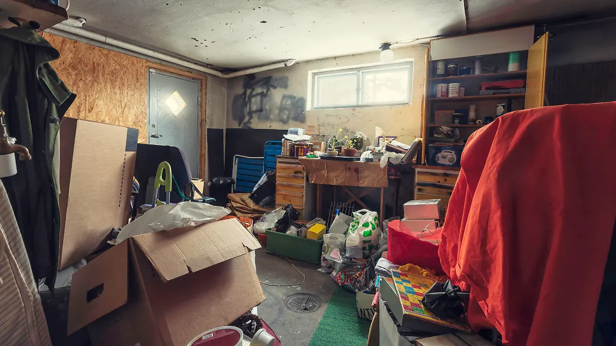 A messy basement / storage room with lots of things.