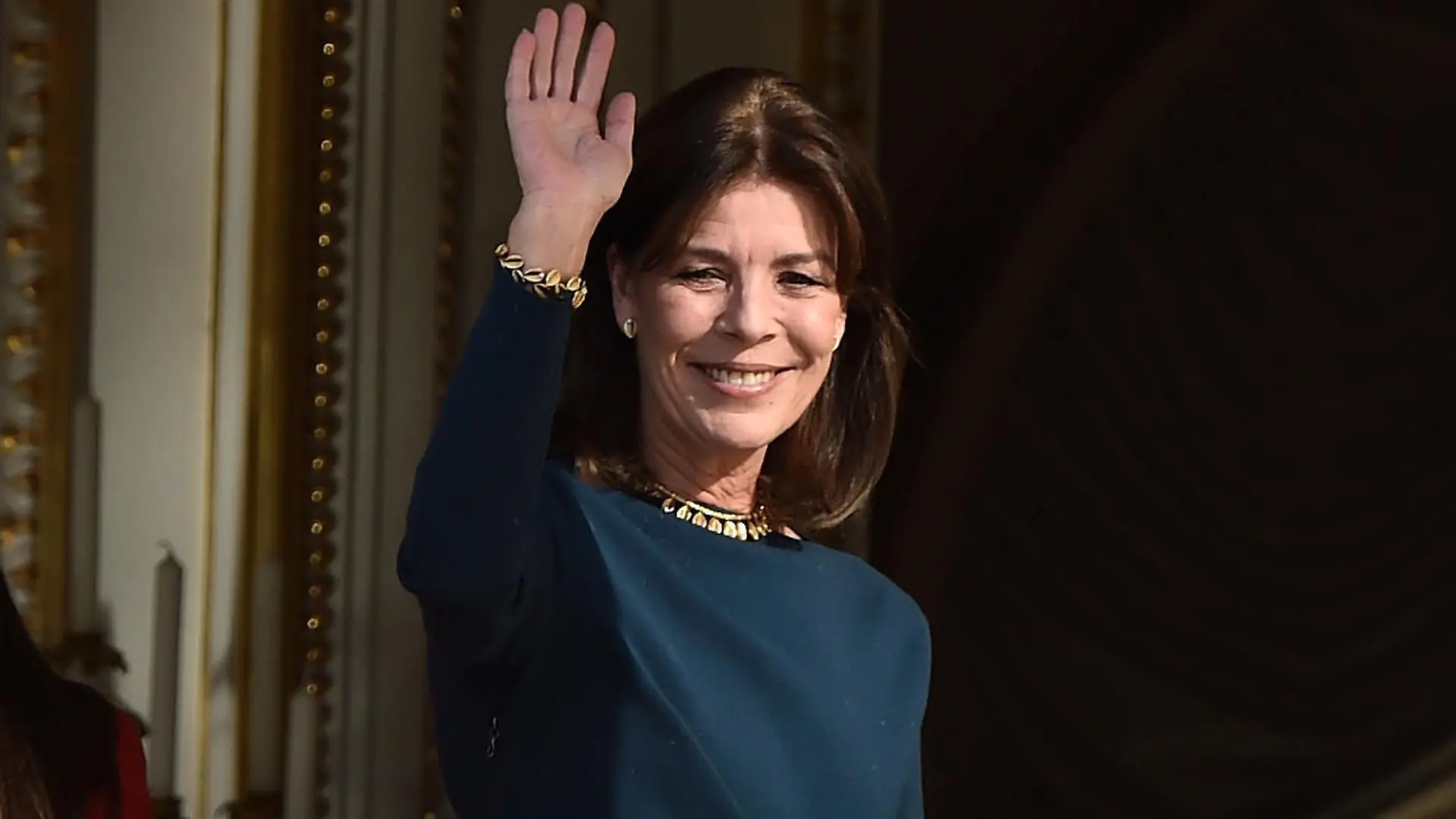 MONACO - JANUARY 07: Princess Caroline of Monaco waves to the crowd as she attends the official presentation of the Monaco Twins on January 7, 2015 in Monaco, Monaco. (Photo by Pascal Le Segretain/Getty Images)