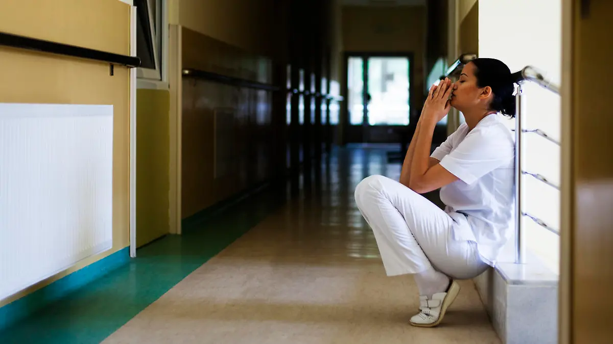female doctor in deep depression