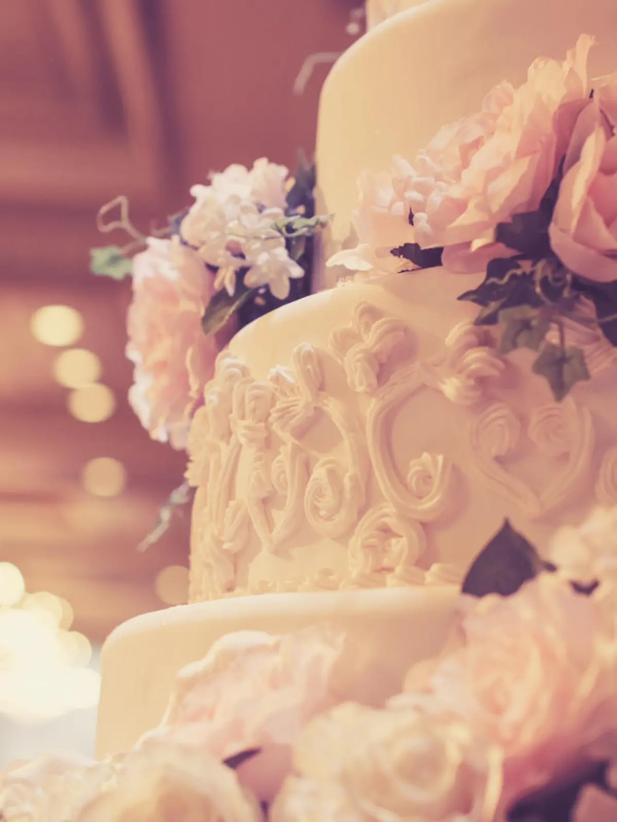 Cake for wedding party, Cross processed image for vintage look