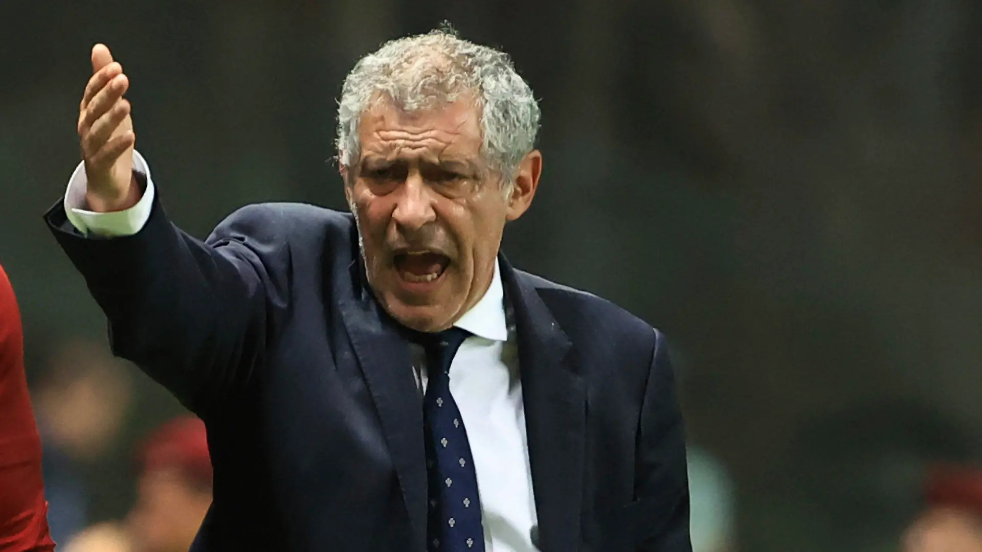 Portugal coach Fernando Santos gestures during the UEFA Nations League soccer match between Portugal and Spain at the Municipal Stadium in Braga, Portugal, Tuesday, Sept. 27, 2022. (AP Photo/Luis Vieira)