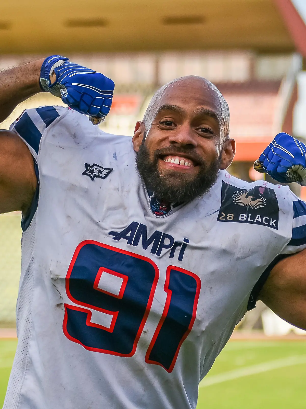 Kasim Edebali (Hamburg Sea Devils #91), Berlin Thunder vs. Hamburg Sea Devils, American Football, European League of Football, Spieltag 12, 2022, 21.08.2022, Foto: EIBNER/Florian Schust