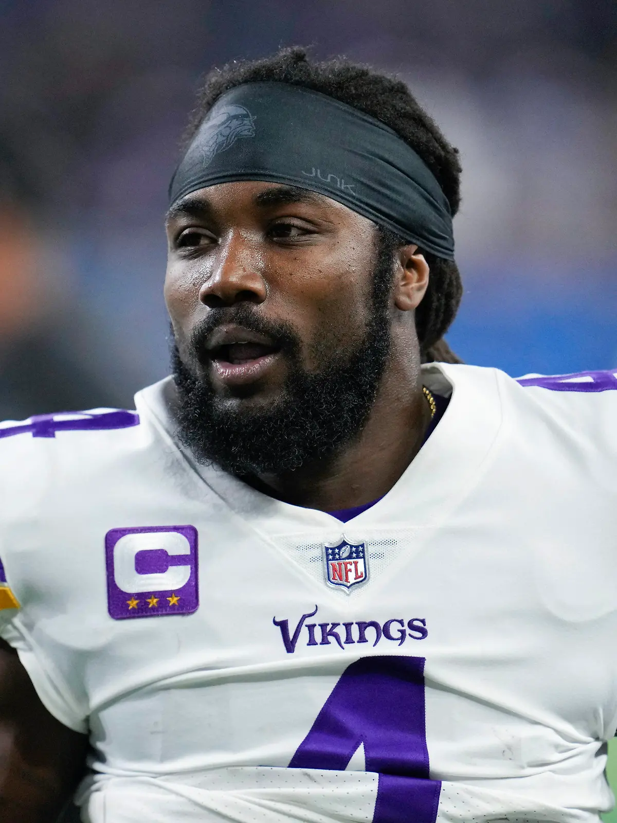 FILE - Minnesota Vikings running back Dalvin Cook (4) runs on the field before an NFL football game against the Detroit Lions in Detroit, on Dec. 11, 2022. The Minnesota Vikings are parting ways with the star running back for salary cap savings after his fourth consecutive season surpassing the 1,000-yard rushing mark. Cook has been informed he will be released, a person familiar with the team’s decision told The Associated Press on Thursday, June 8, 2023. (AP Photo/Paul Sancya, File)